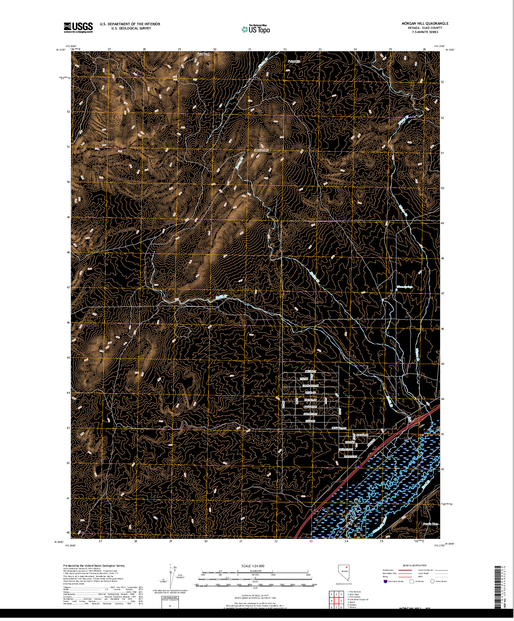 USGS US TOPO 7.5-MINUTE MAP FOR MORGAN HILL, NV 2018