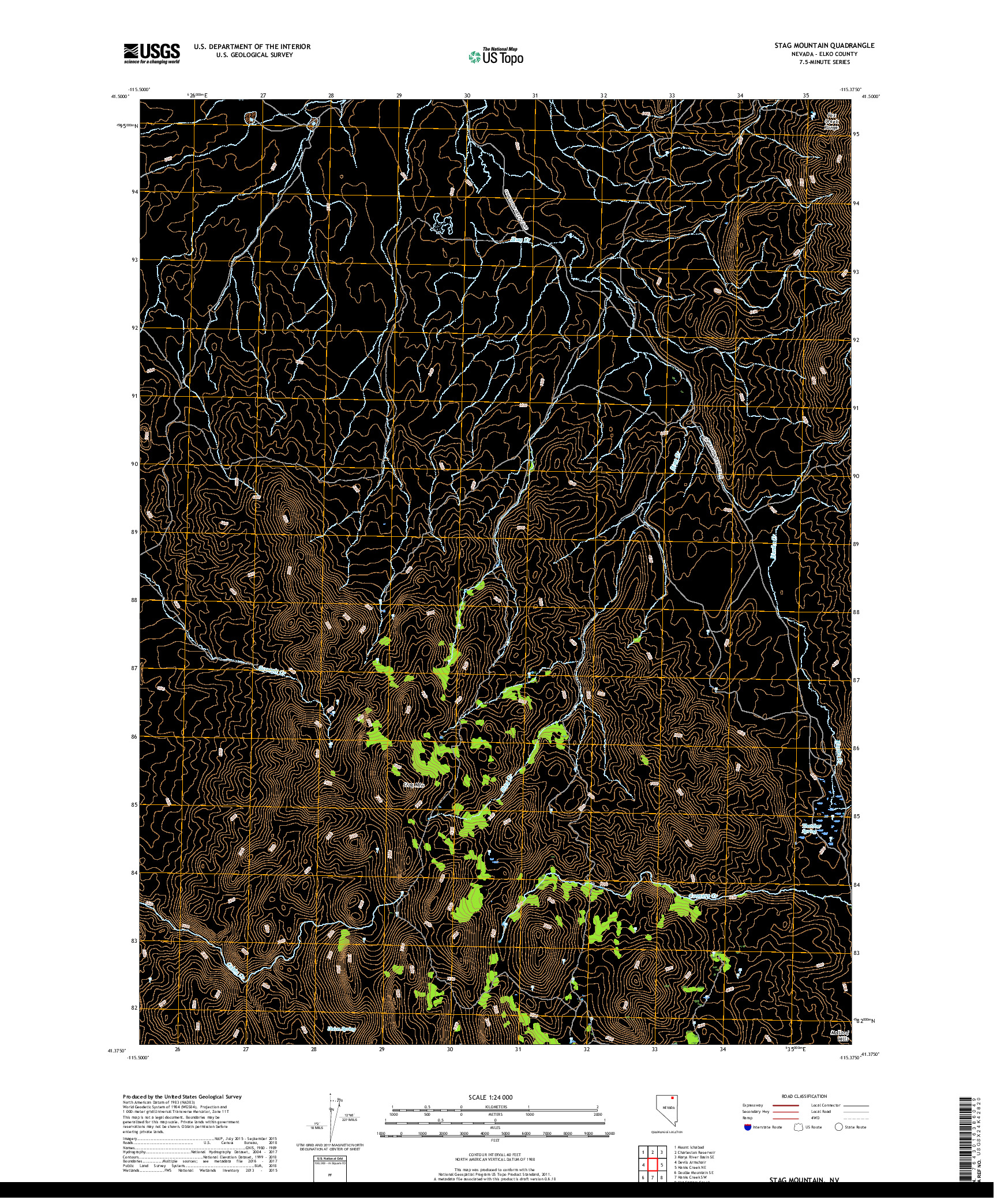 USGS US TOPO 7.5-MINUTE MAP FOR STAG MOUNTAIN, NV 2018