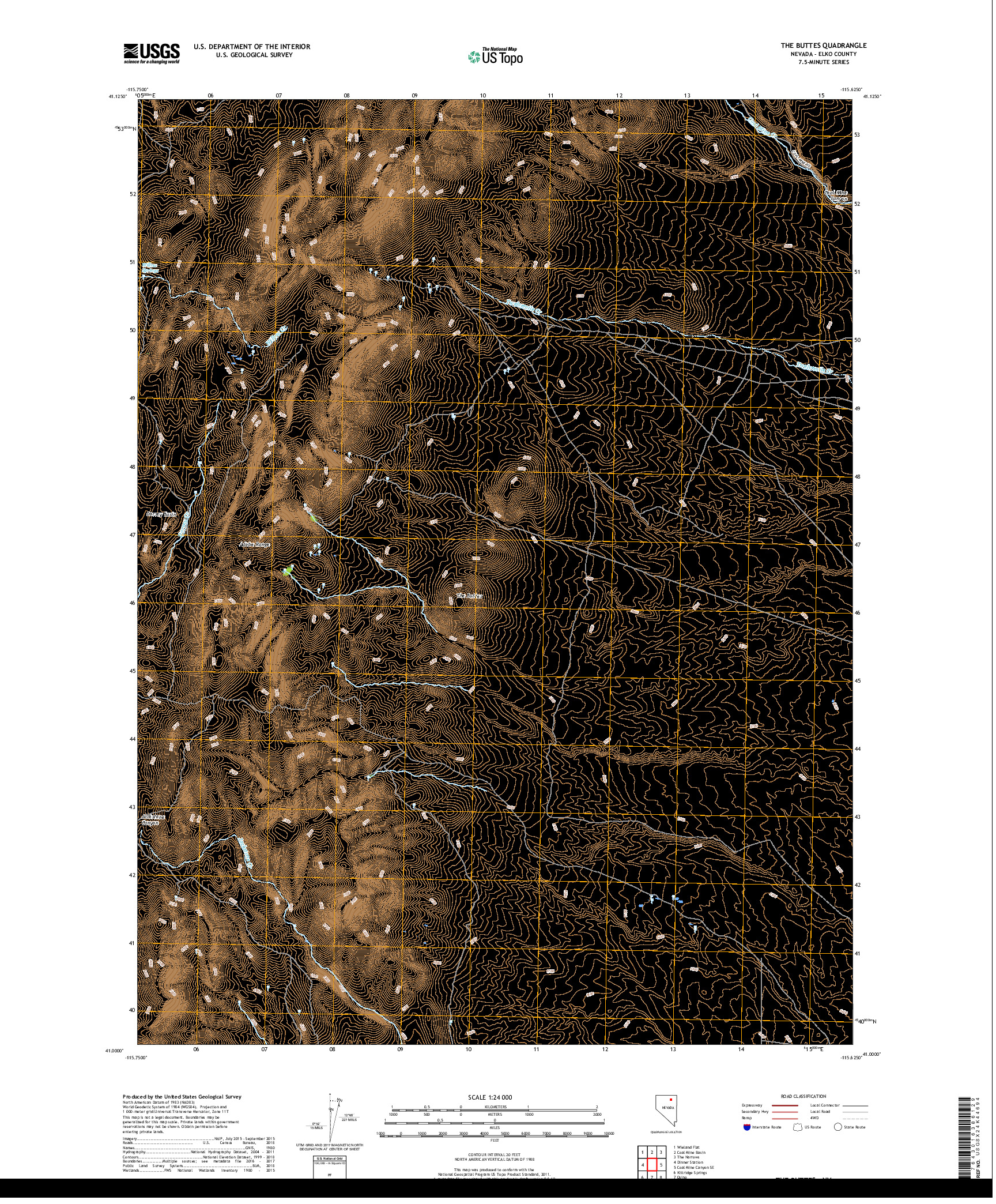 USGS US TOPO 7.5-MINUTE MAP FOR THE BUTTES, NV 2018