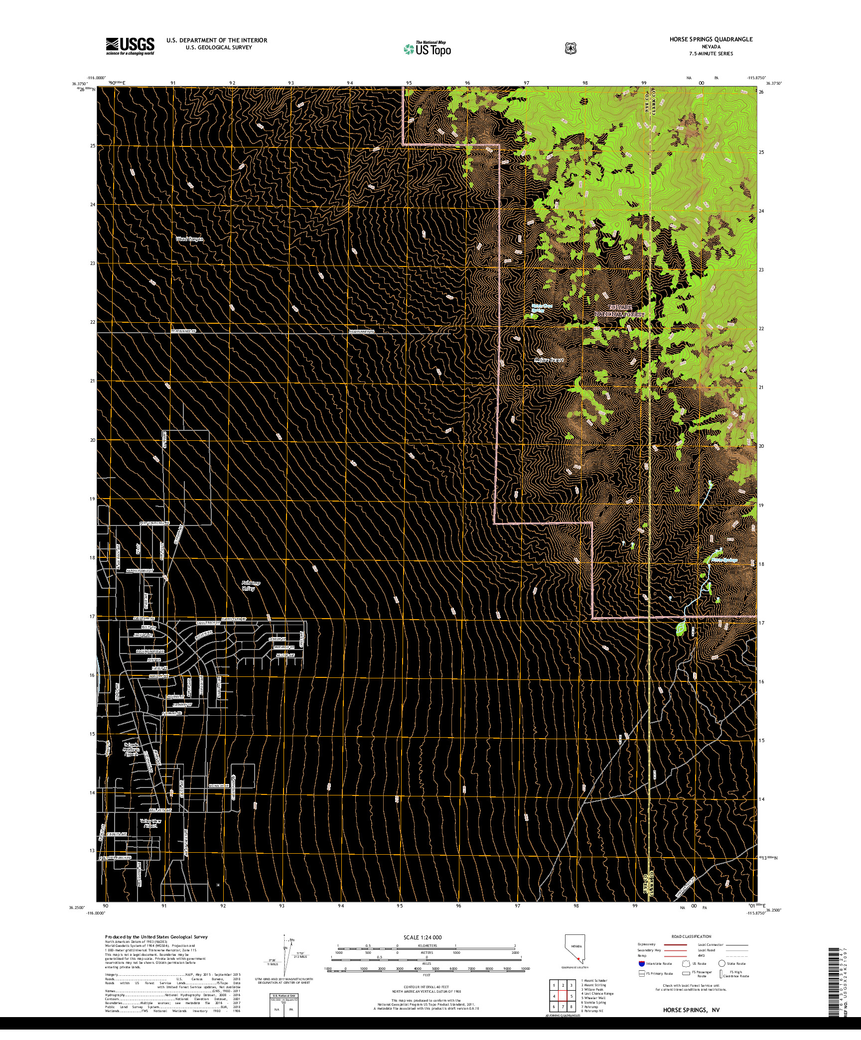 USGS US TOPO 7.5-MINUTE MAP FOR HORSE SPRINGS, NV 2018