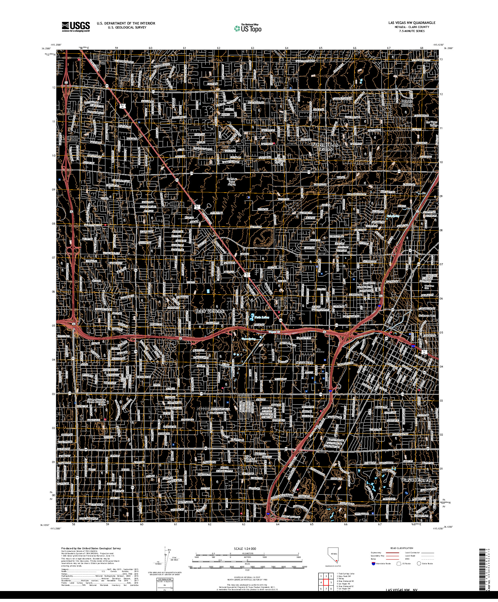 USGS US TOPO 7.5-MINUTE MAP FOR LAS VEGAS NW, NV 2018