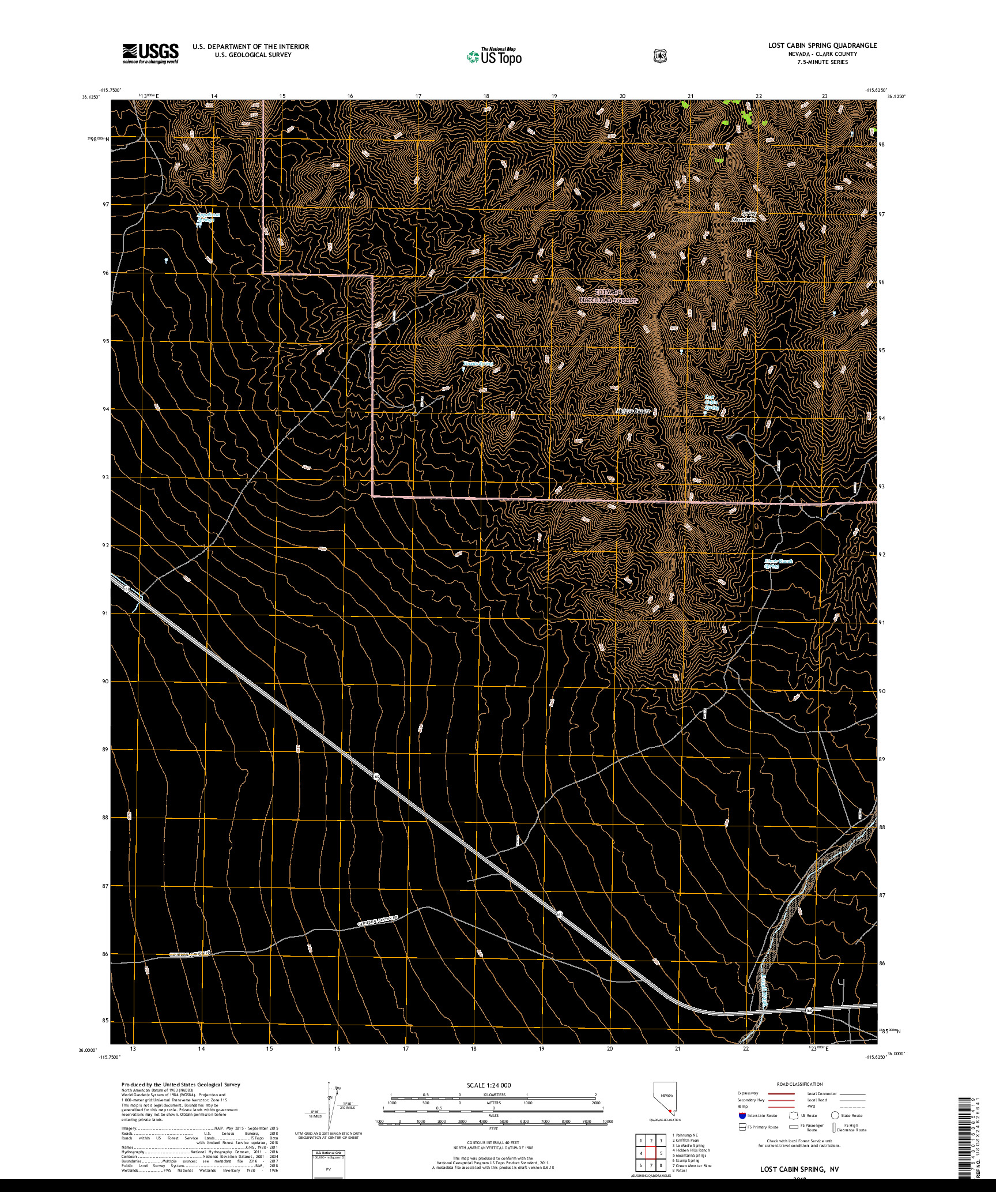 USGS US TOPO 7.5-MINUTE MAP FOR LOST CABIN SPRING, NV 2018