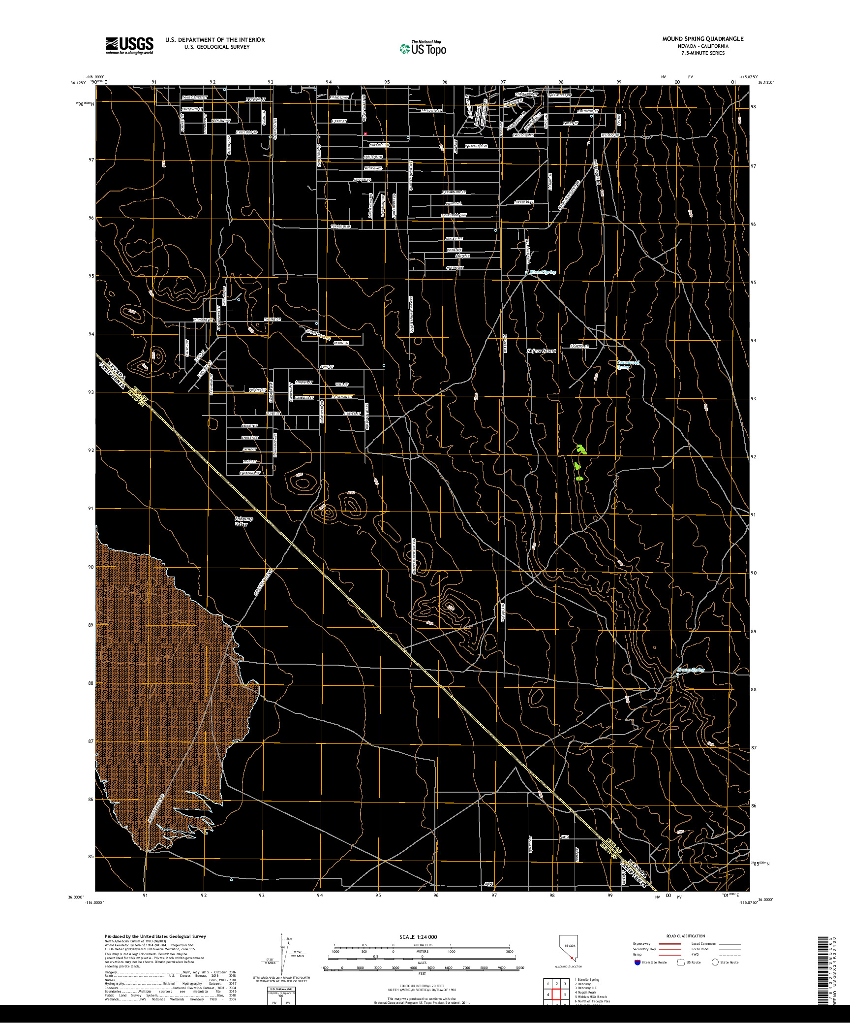 USGS US TOPO 7.5-MINUTE MAP FOR MOUND SPRING, NV,CA 2018