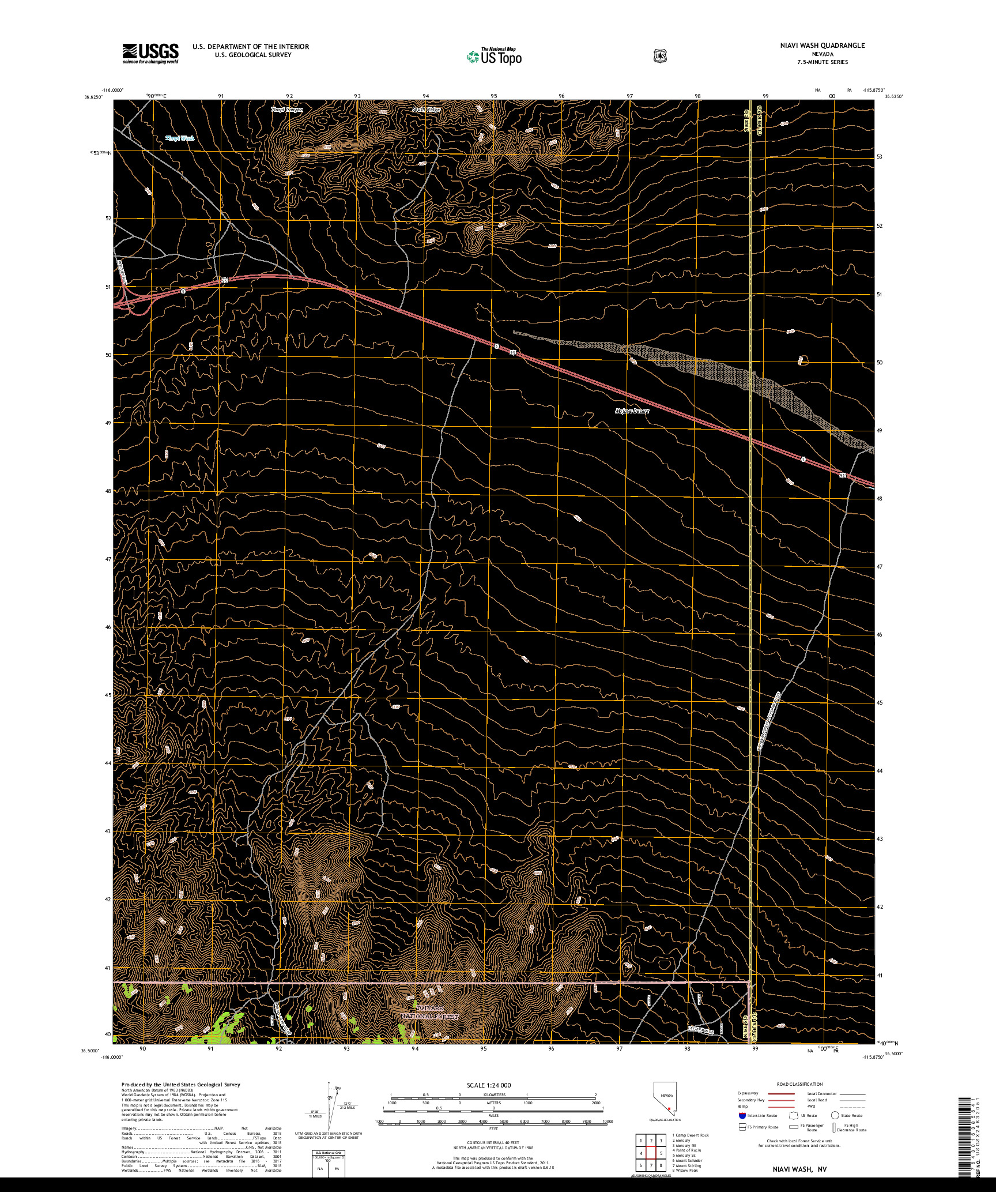 USGS US TOPO 7.5-MINUTE MAP FOR NIAVI WASH, NV 2018