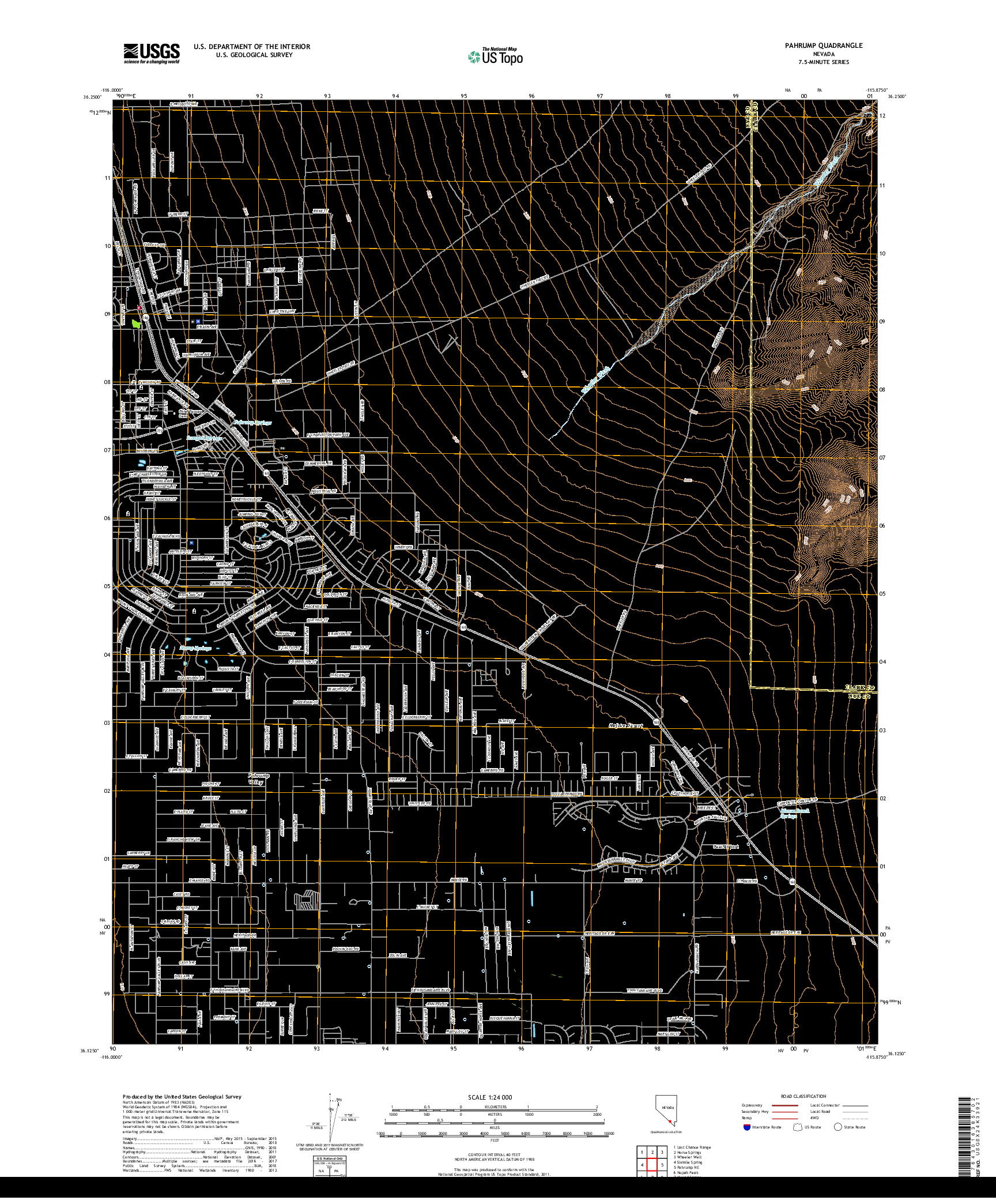 USGS US TOPO 7.5-MINUTE MAP FOR PAHRUMP, NV 2018