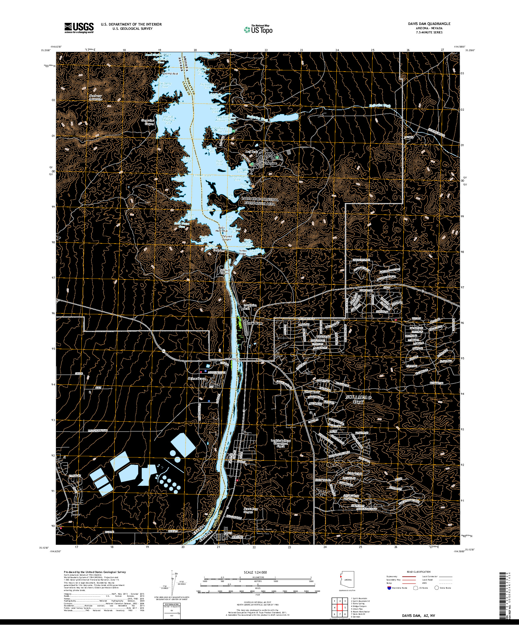 USGS US TOPO 7.5-MINUTE MAP FOR DAVIS DAM, AZ,NV 2018