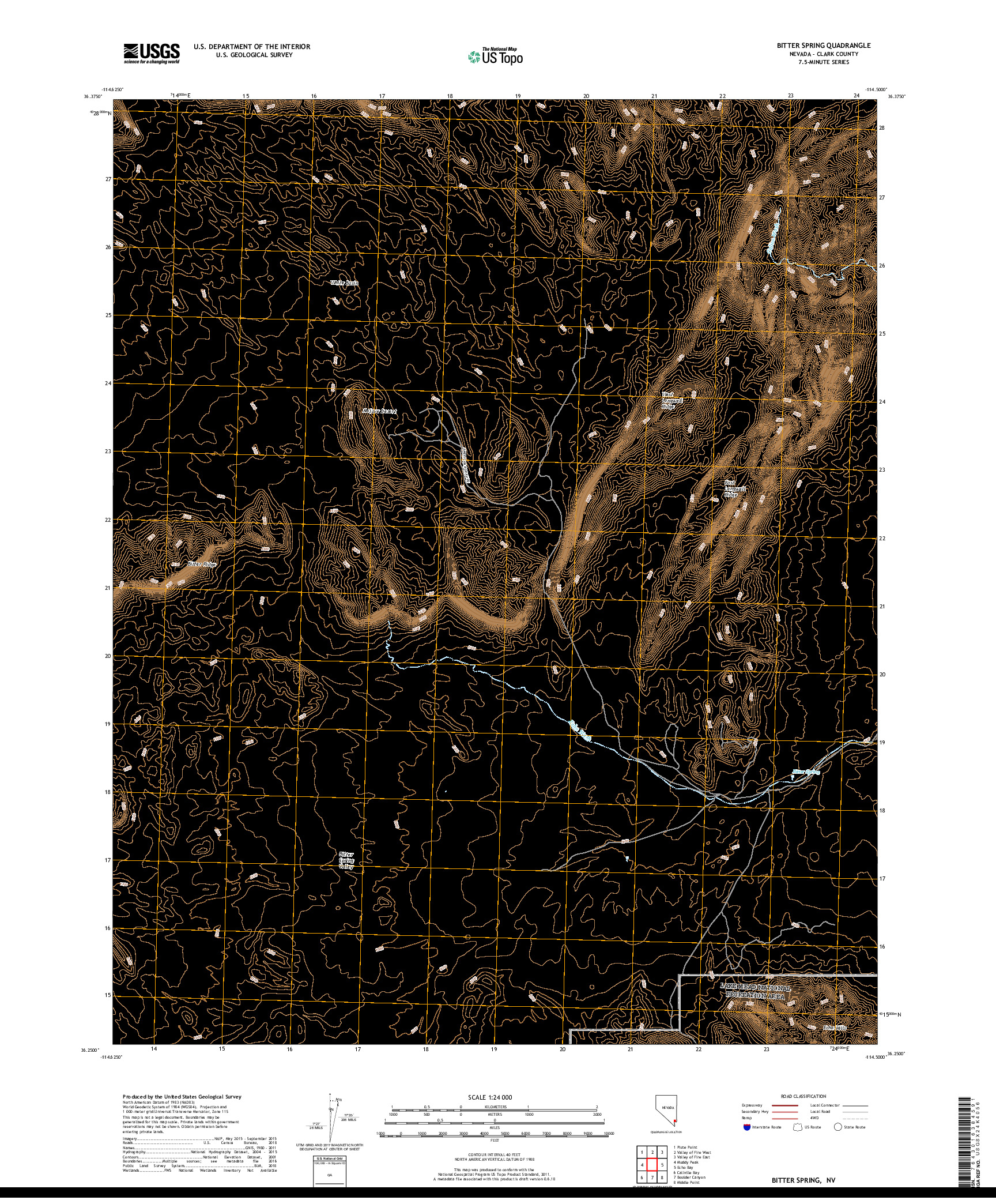 USGS US TOPO 7.5-MINUTE MAP FOR BITTER SPRING, NV 2018