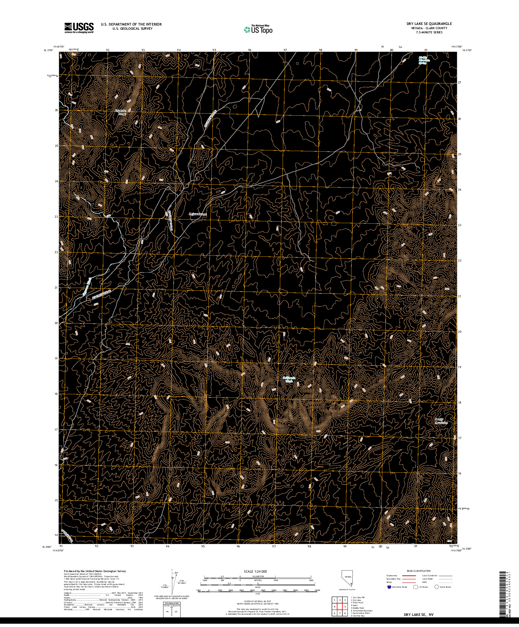 USGS US TOPO 7.5-MINUTE MAP FOR DRY LAKE SE, NV 2018