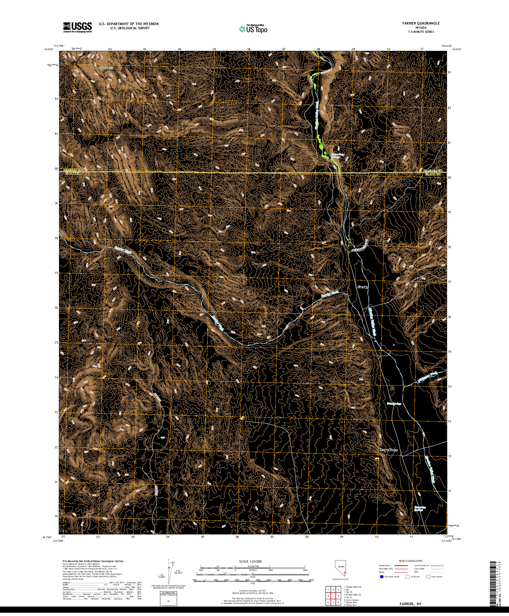 USGS US TOPO 7.5-MINUTE MAP FOR FARRIER, NV 2018