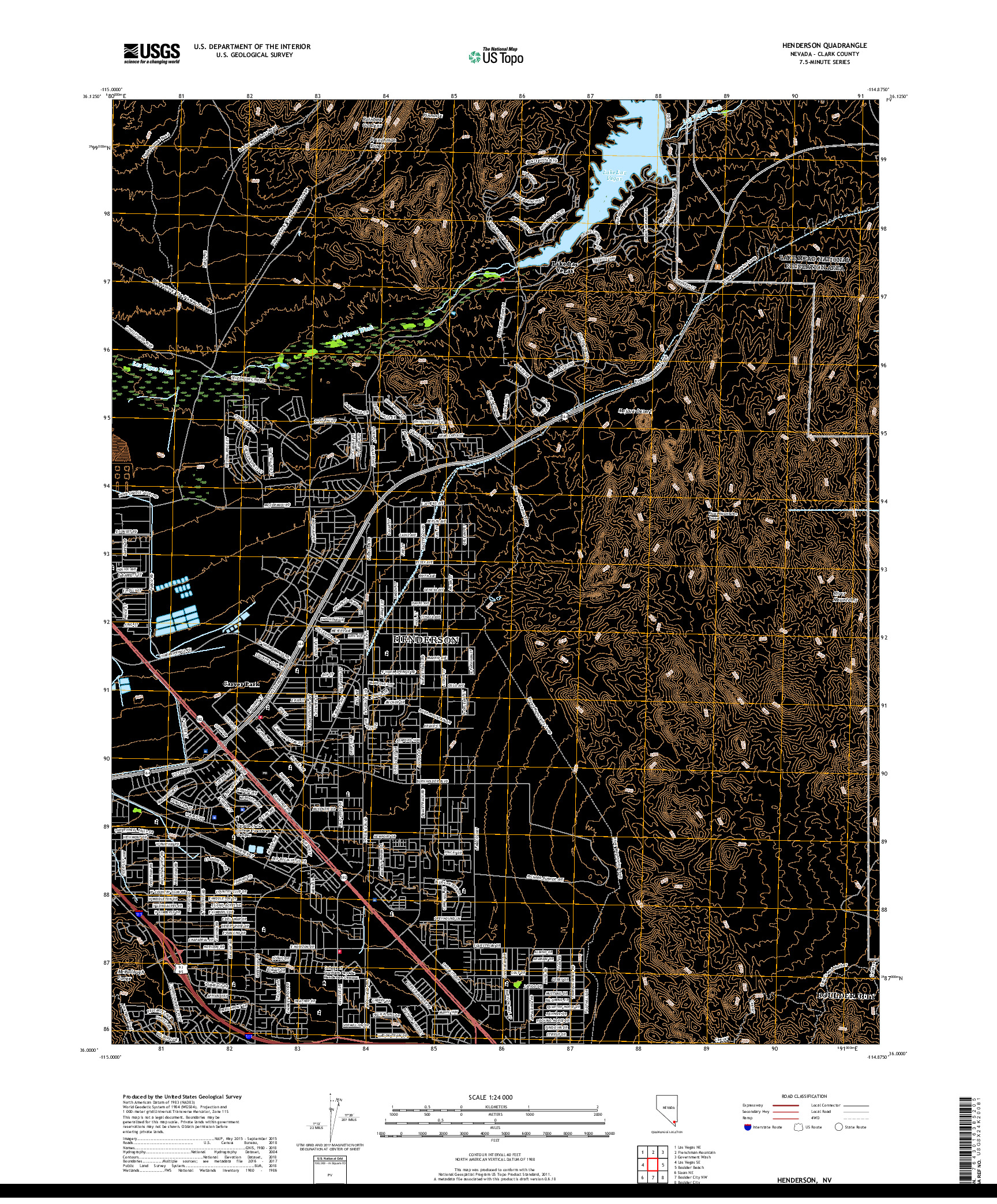 USGS US TOPO 7.5-MINUTE MAP FOR HENDERSON, NV 2018