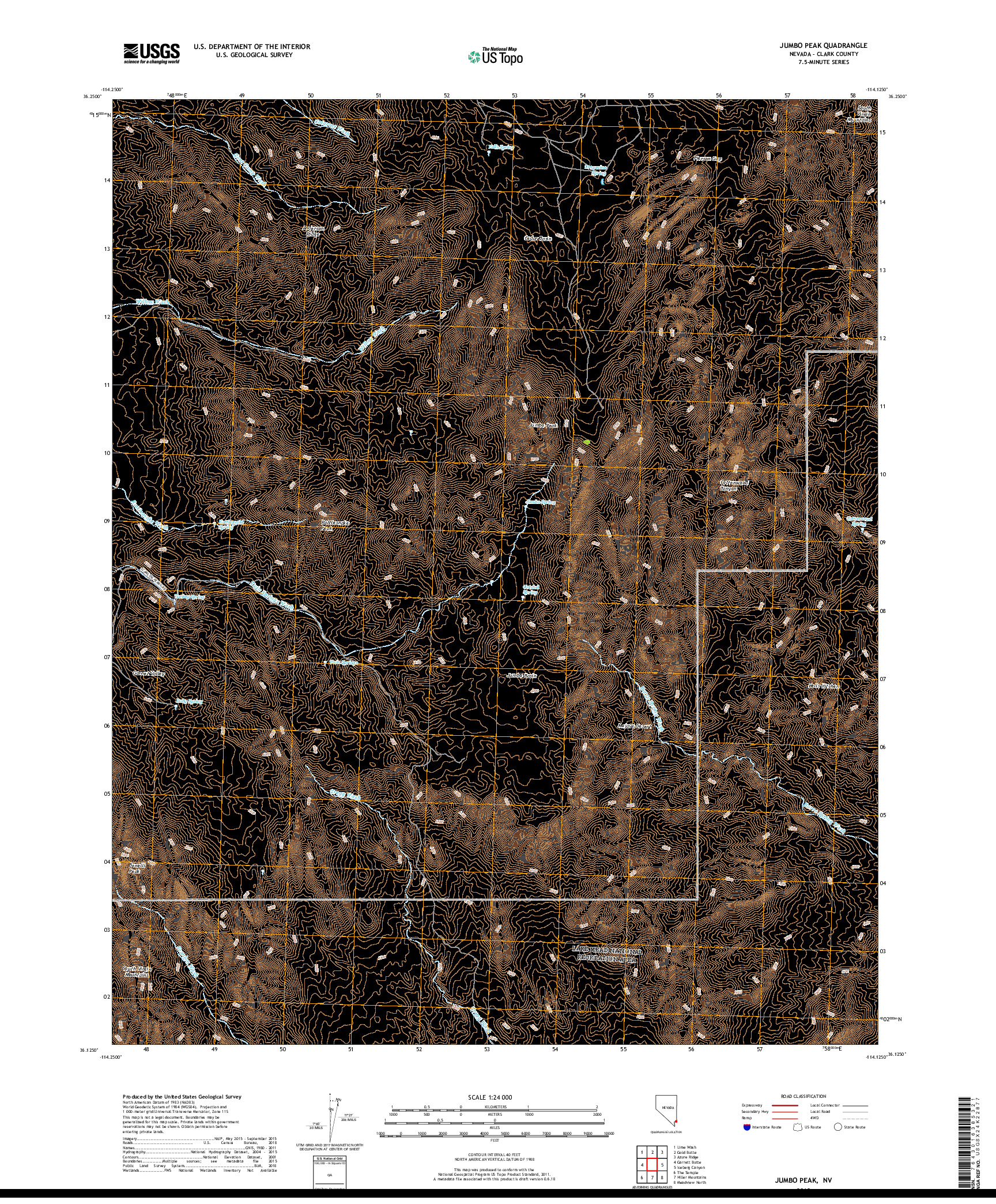 USGS US TOPO 7.5-MINUTE MAP FOR JUMBO PEAK, NV 2018