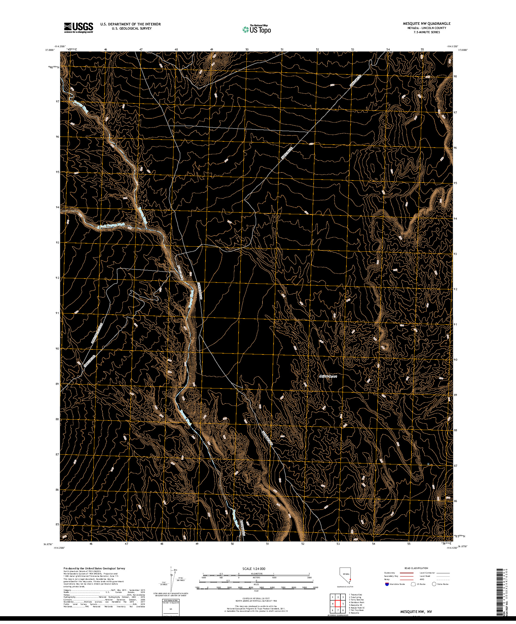 USGS US TOPO 7.5-MINUTE MAP FOR MESQUITE NW, NV 2018