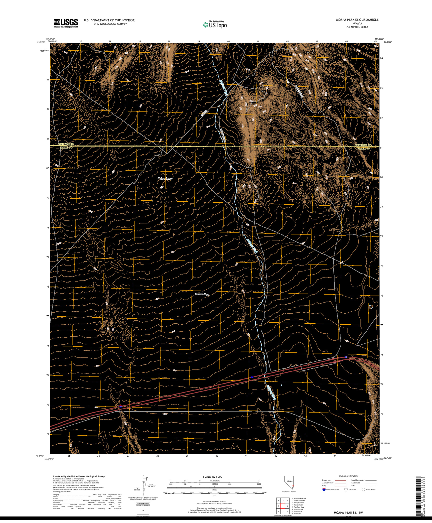 USGS US TOPO 7.5-MINUTE MAP FOR MOAPA PEAK SE, NV 2018