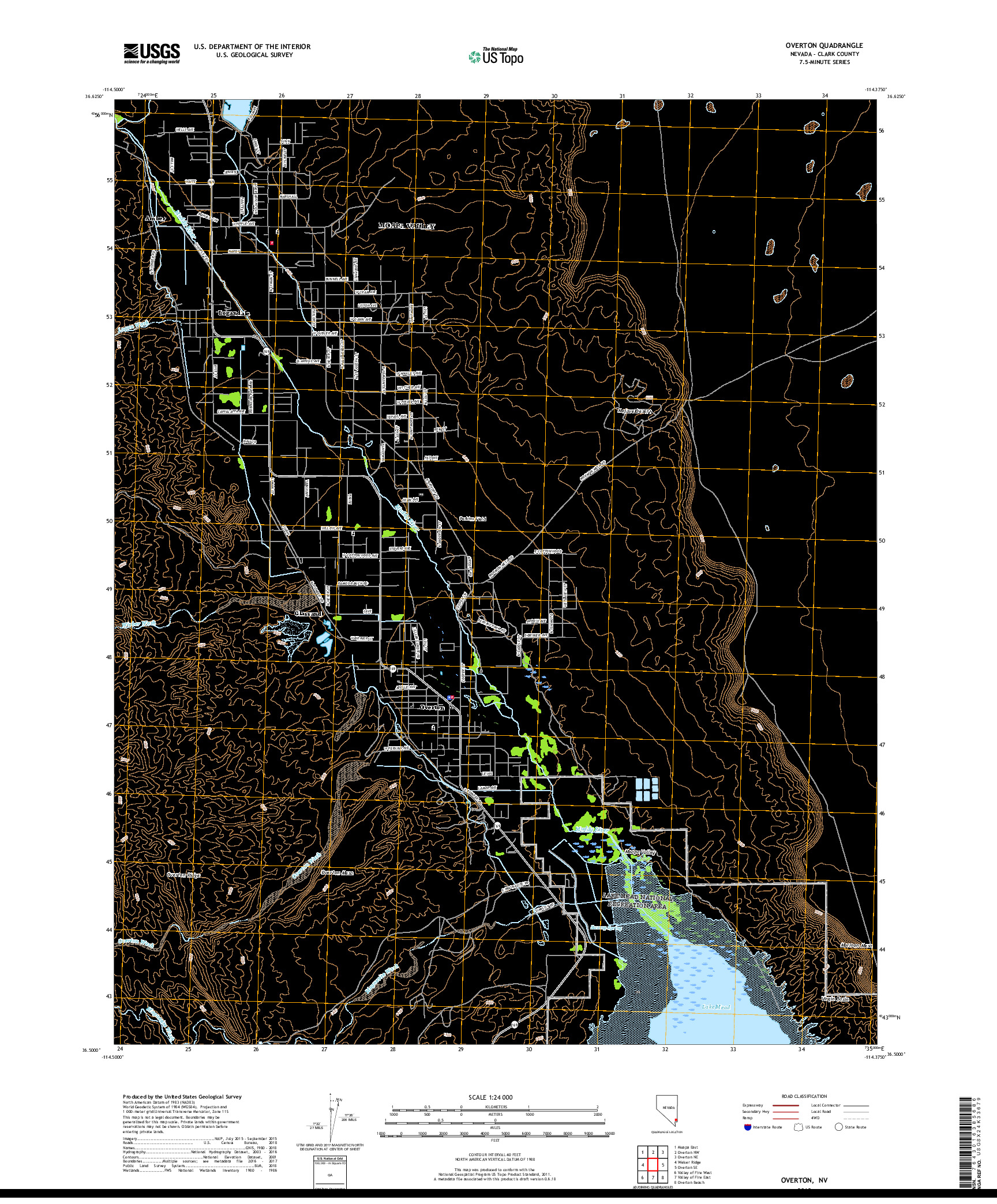 USGS US TOPO 7.5-MINUTE MAP FOR OVERTON, NV 2018