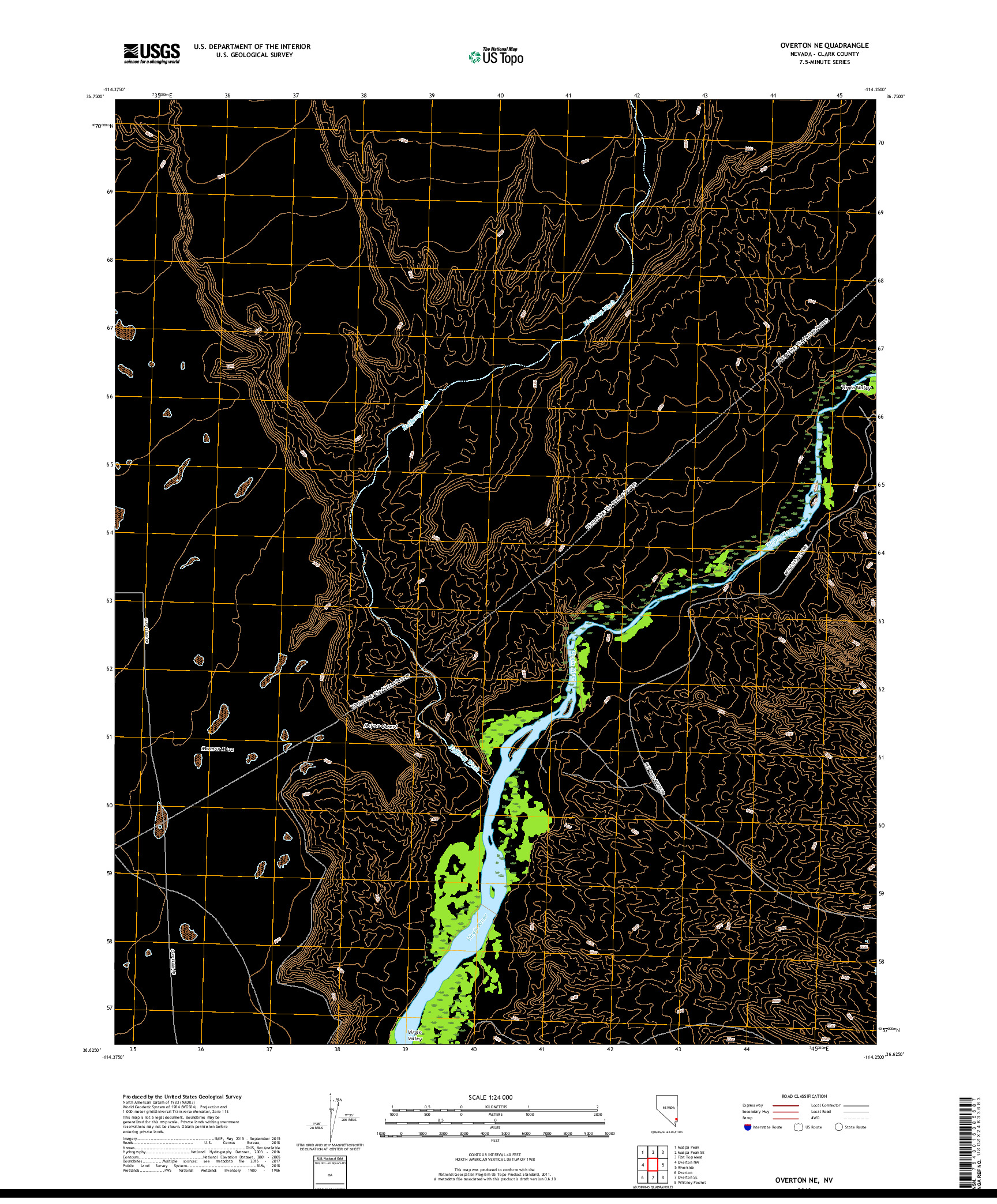 USGS US TOPO 7.5-MINUTE MAP FOR OVERTON NE, NV 2018