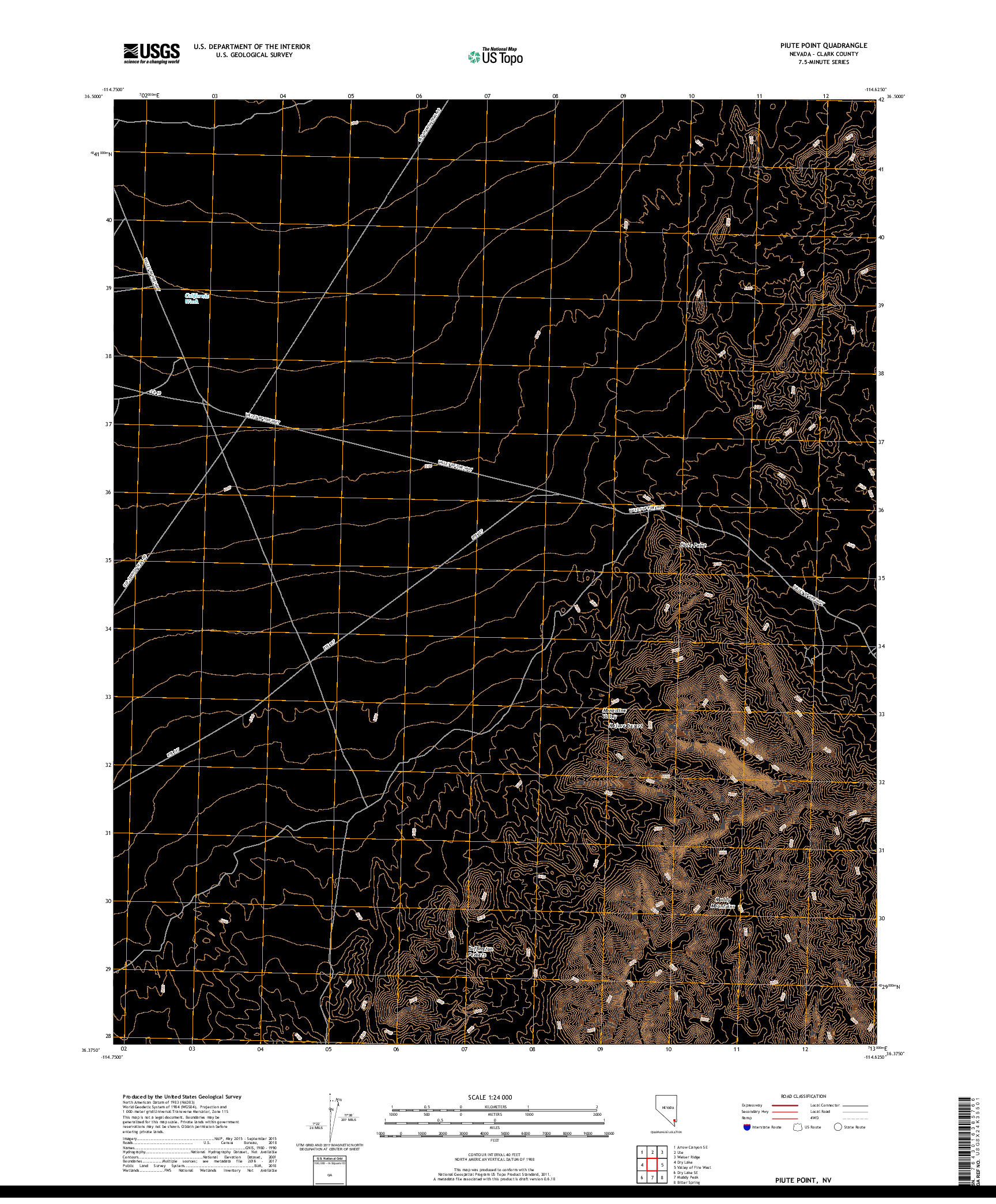 USGS US TOPO 7.5-MINUTE MAP FOR PIUTE POINT, NV 2018