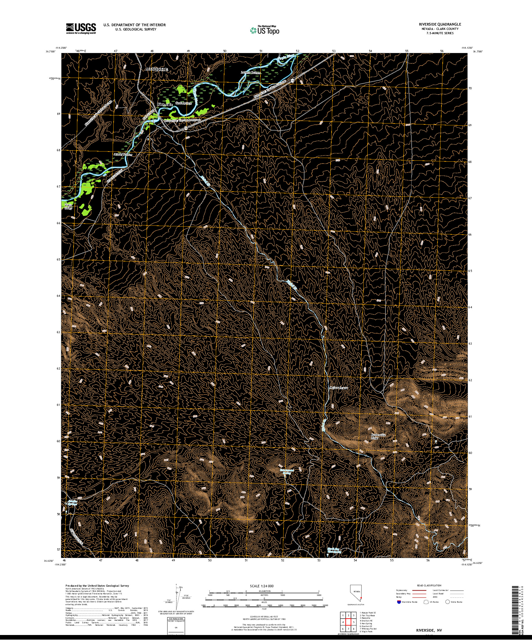 USGS US TOPO 7.5-MINUTE MAP FOR RIVERSIDE, NV 2018