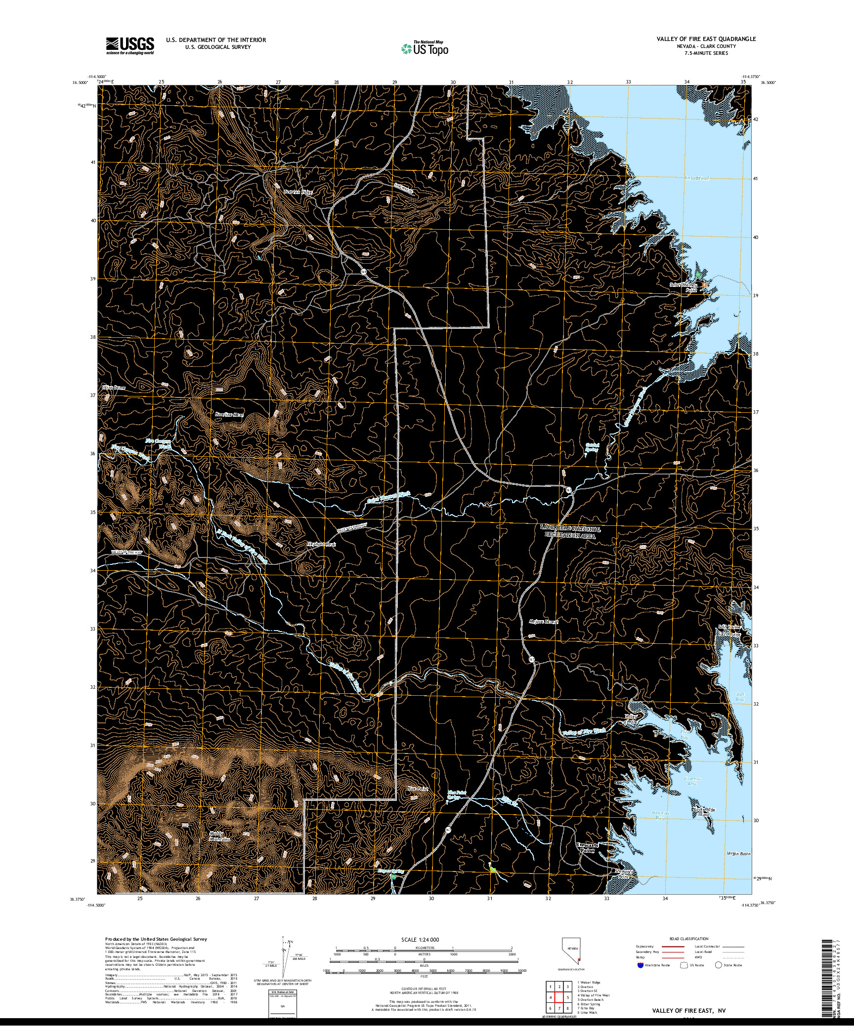 USGS US TOPO 7.5-MINUTE MAP FOR VALLEY OF FIRE EAST, NV 2018