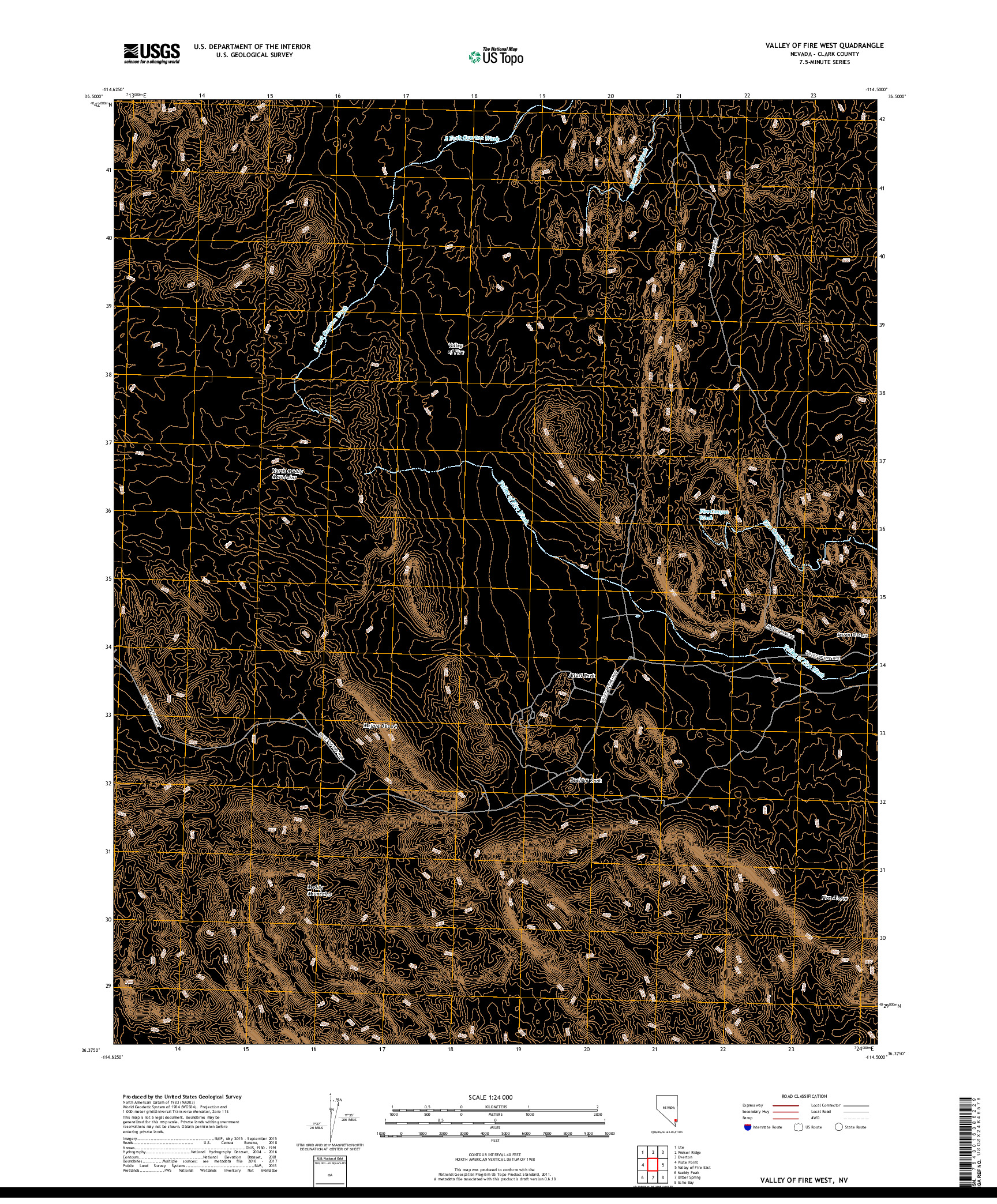 USGS US TOPO 7.5-MINUTE MAP FOR VALLEY OF FIRE WEST, NV 2018