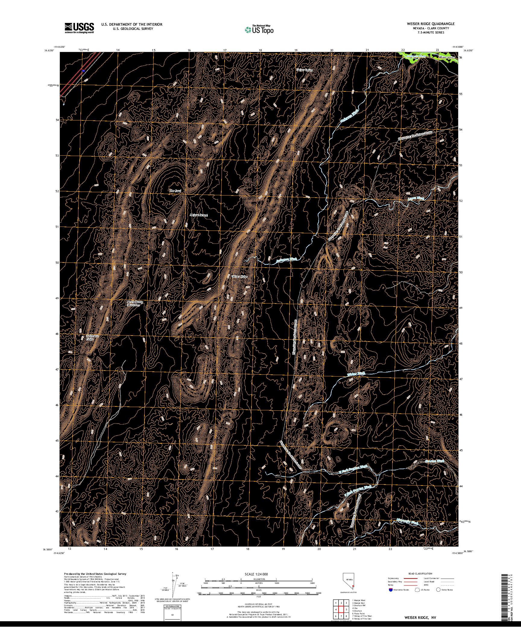 USGS US TOPO 7.5-MINUTE MAP FOR WEISER RIDGE, NV 2018