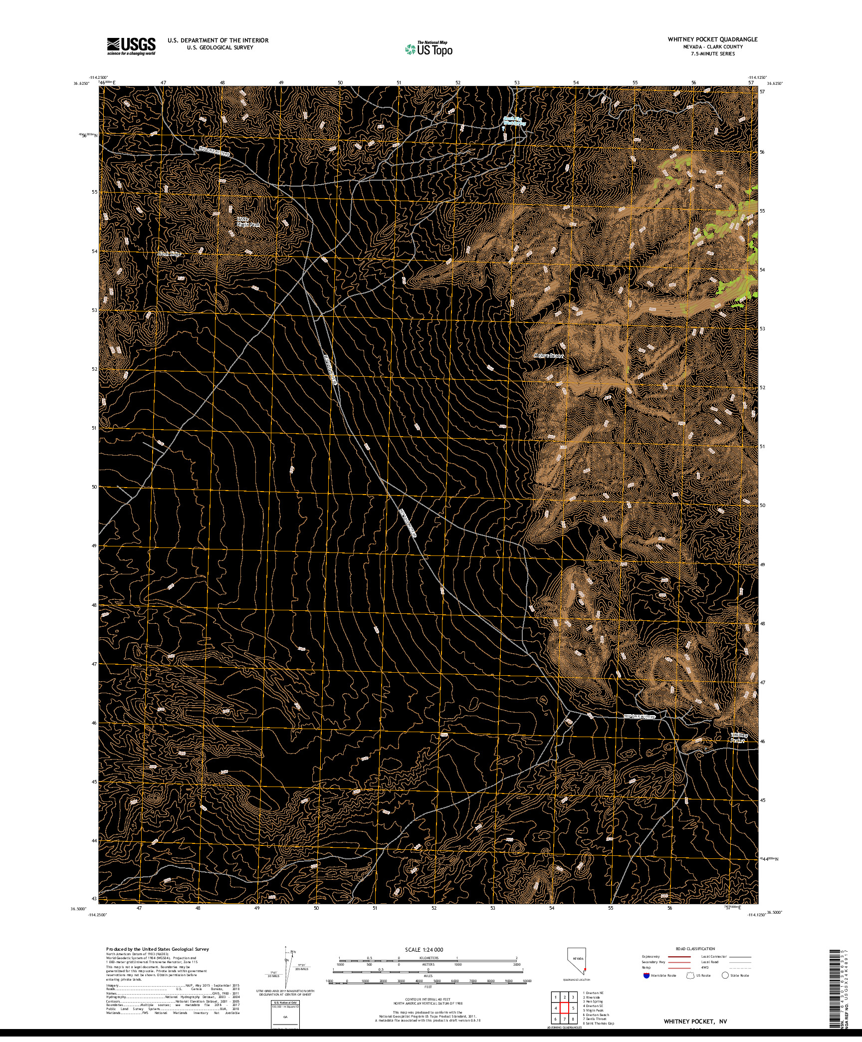 USGS US TOPO 7.5-MINUTE MAP FOR WHITNEY POCKET, NV 2018