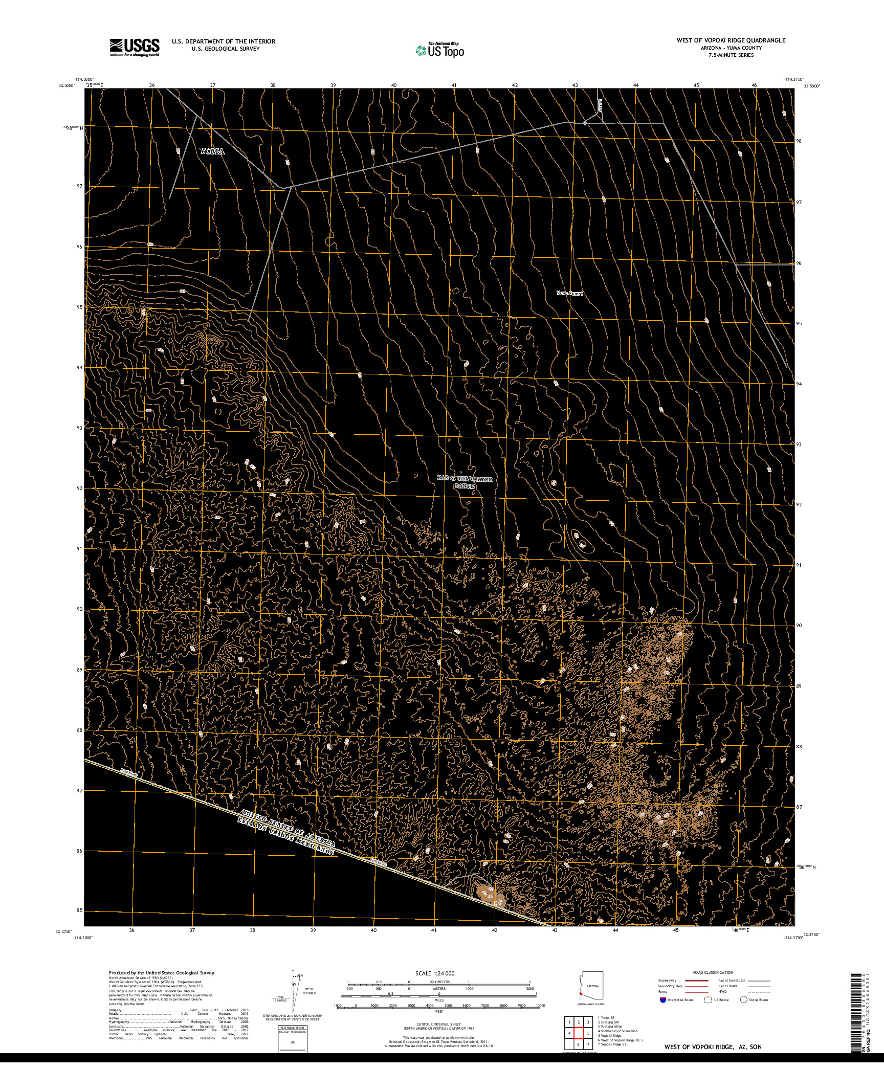 USGS US TOPO 7.5-MINUTE MAP FOR WEST OF VOPOKI RIDGE, AZ,SON 2018