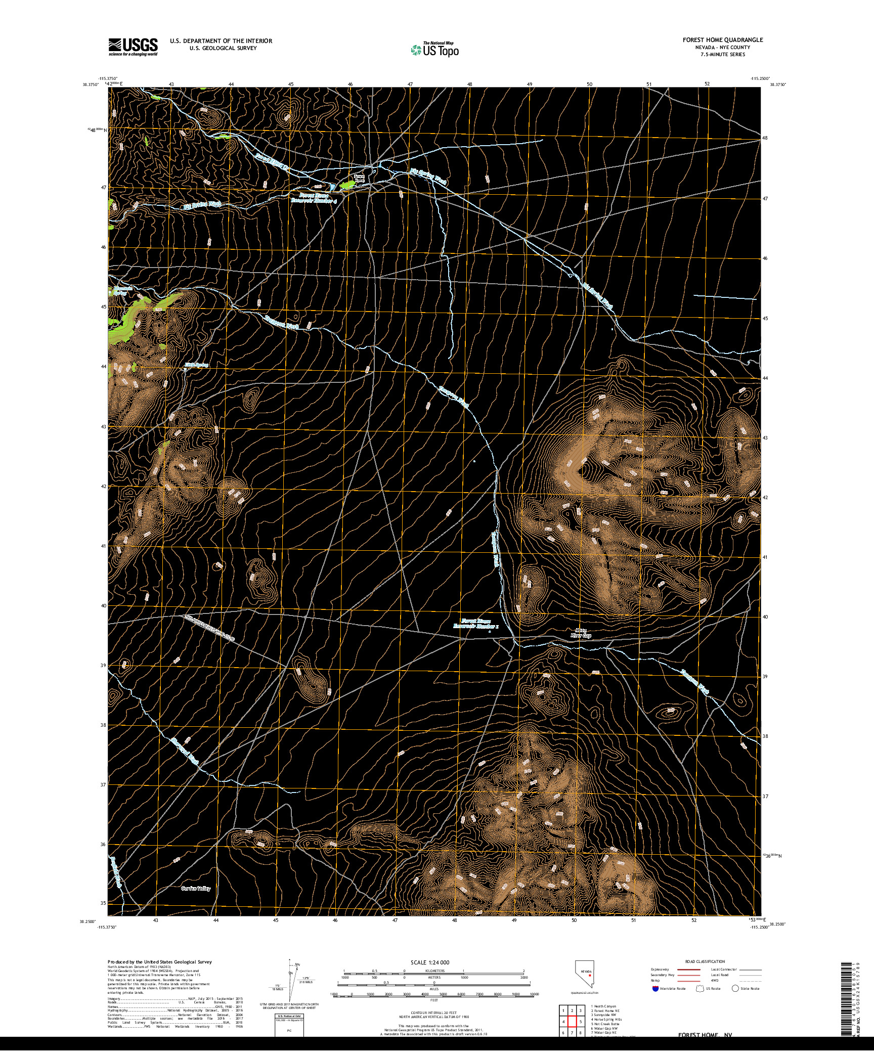 USGS US TOPO 7.5-MINUTE MAP FOR FOREST HOME, NV 2018