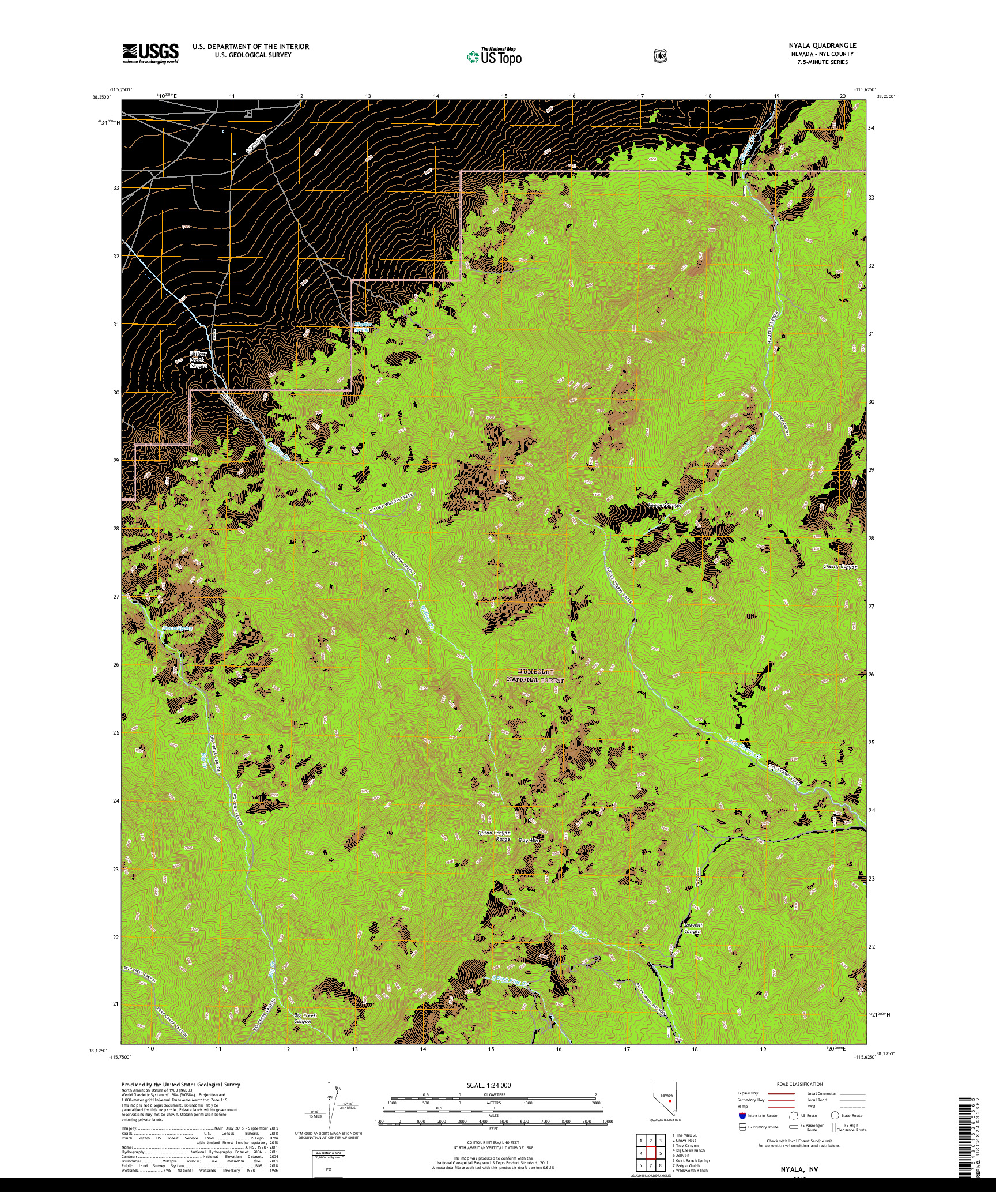 USGS US TOPO 7.5-MINUTE MAP FOR NYALA, NV 2018