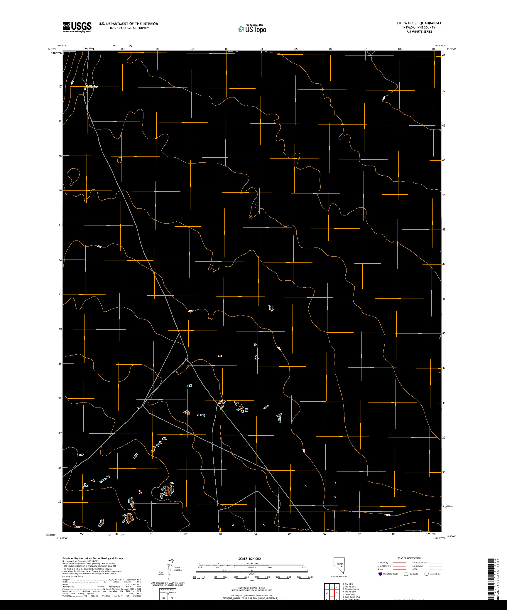 USGS US TOPO 7.5-MINUTE MAP FOR THE WALL SE, NV 2018