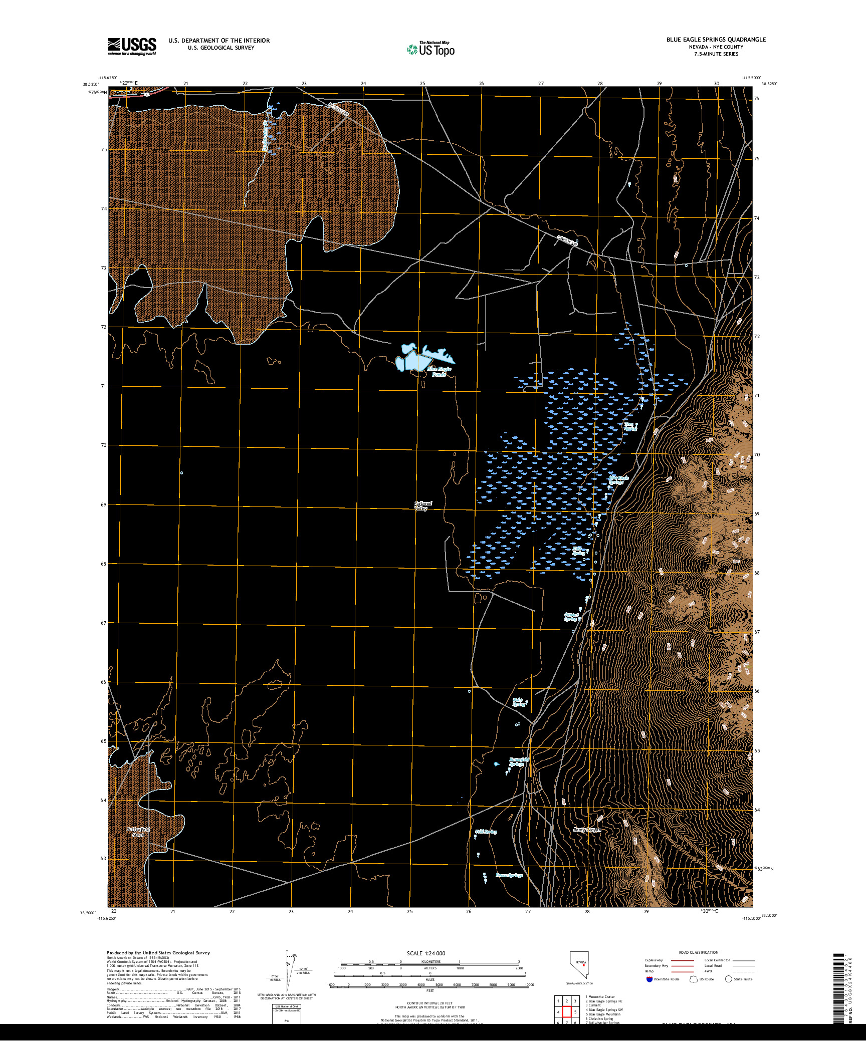 USGS US TOPO 7.5-MINUTE MAP FOR BLUE EAGLE SPRINGS, NV 2018