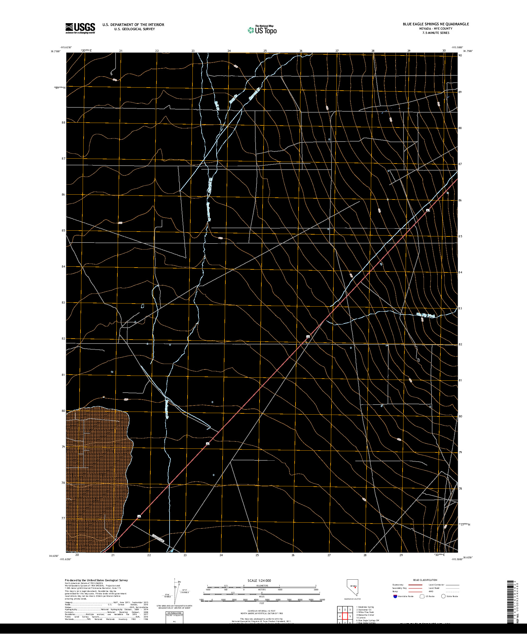 USGS US TOPO 7.5-MINUTE MAP FOR BLUE EAGLE SPRINGS NE, NV 2018