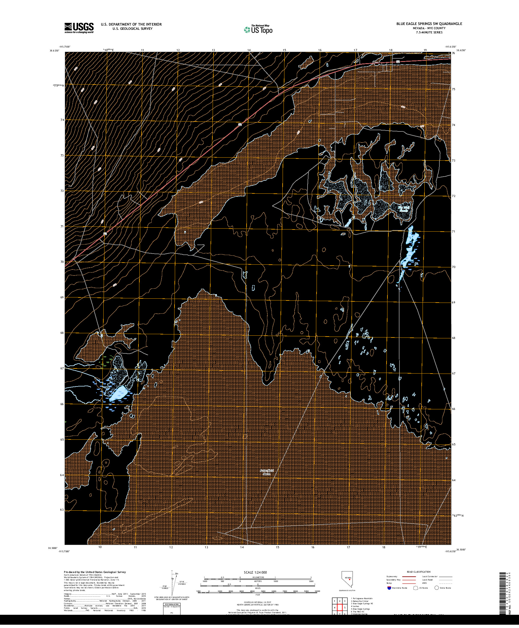 USGS US TOPO 7.5-MINUTE MAP FOR BLUE EAGLE SPRINGS SW, NV 2018