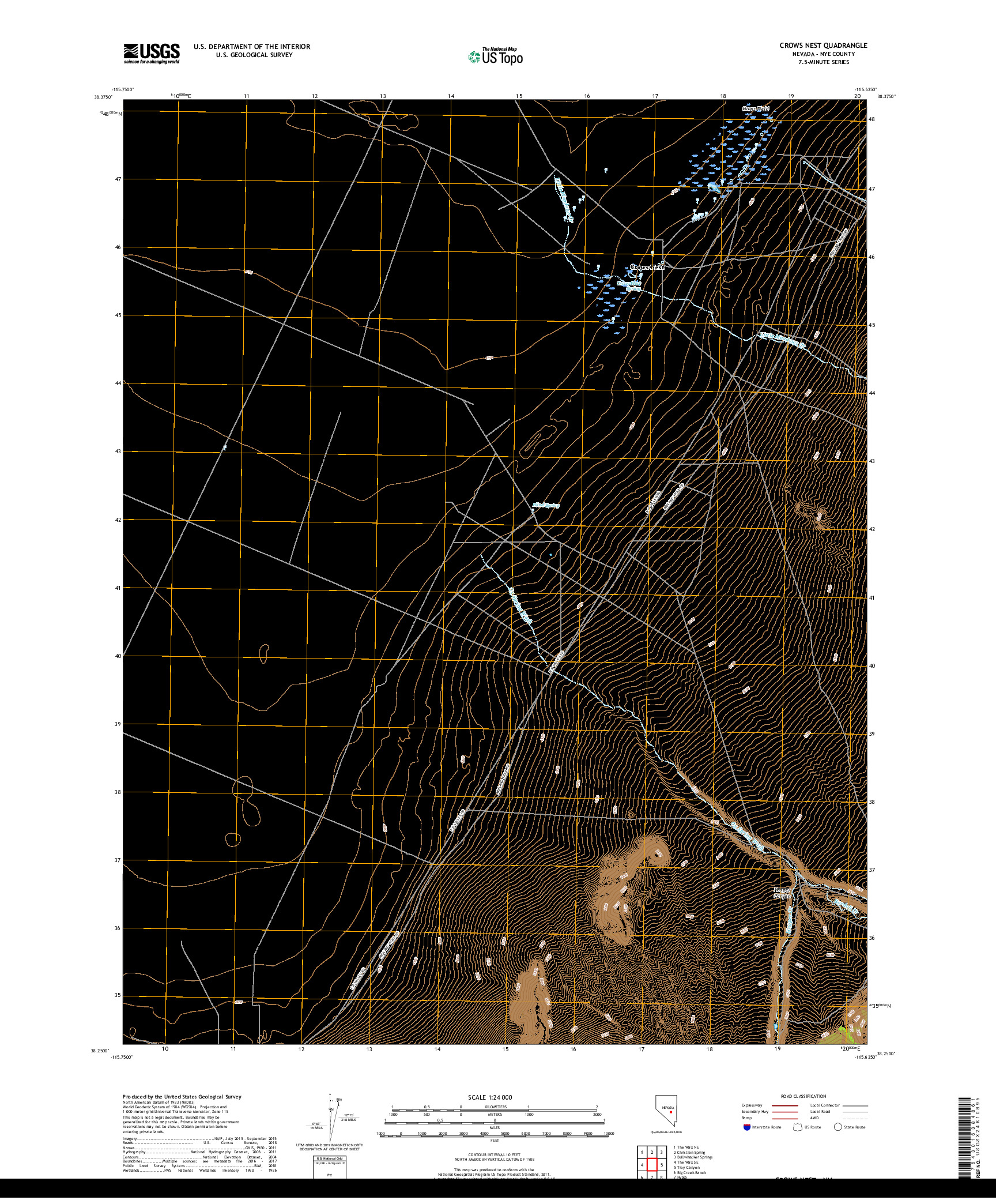 USGS US TOPO 7.5-MINUTE MAP FOR CROWS NEST, NV 2018