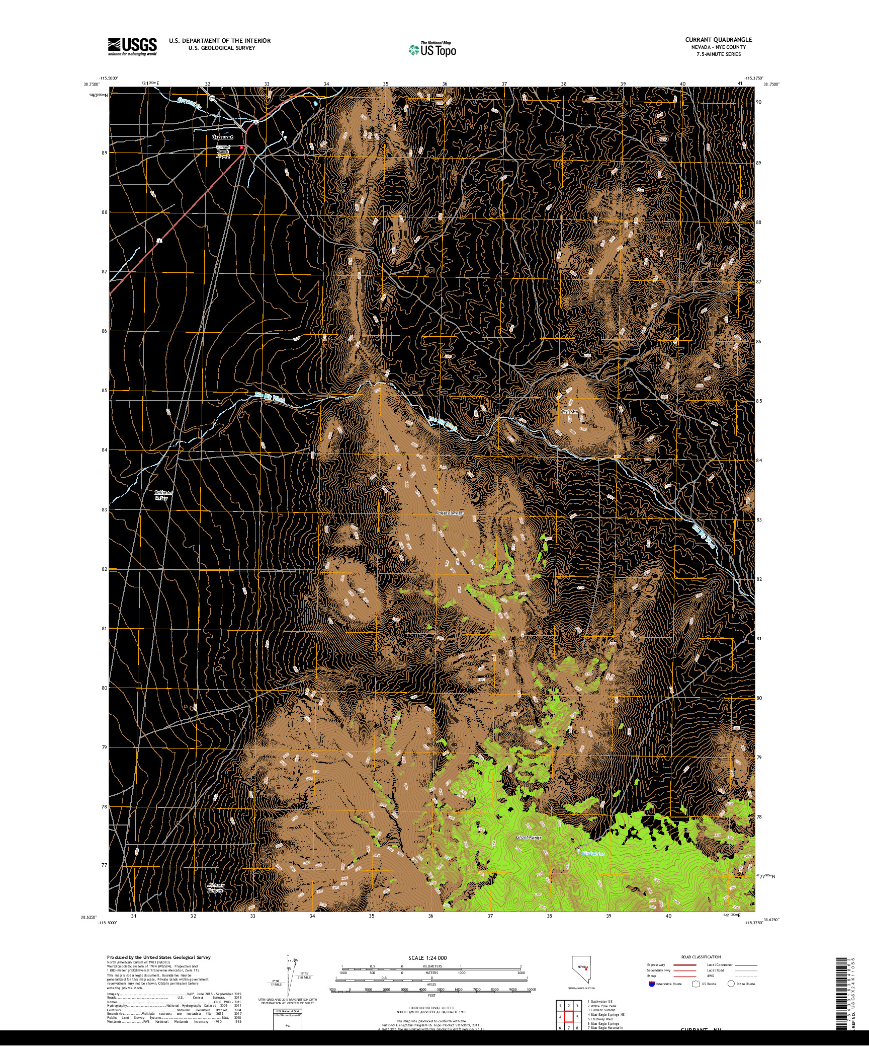 USGS US TOPO 7.5-MINUTE MAP FOR CURRANT, NV 2018