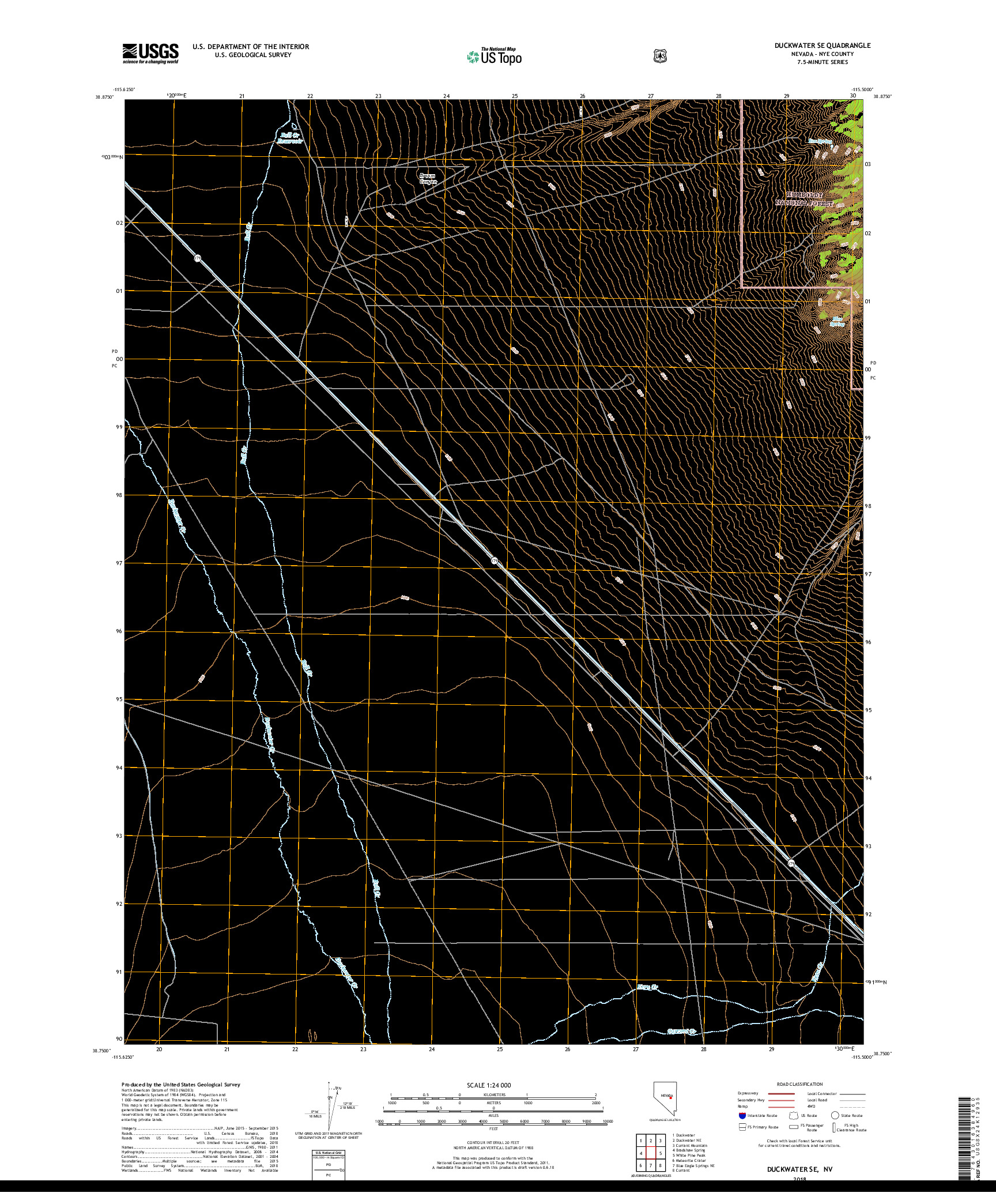 USGS US TOPO 7.5-MINUTE MAP FOR DUCKWATER SE, NV 2018