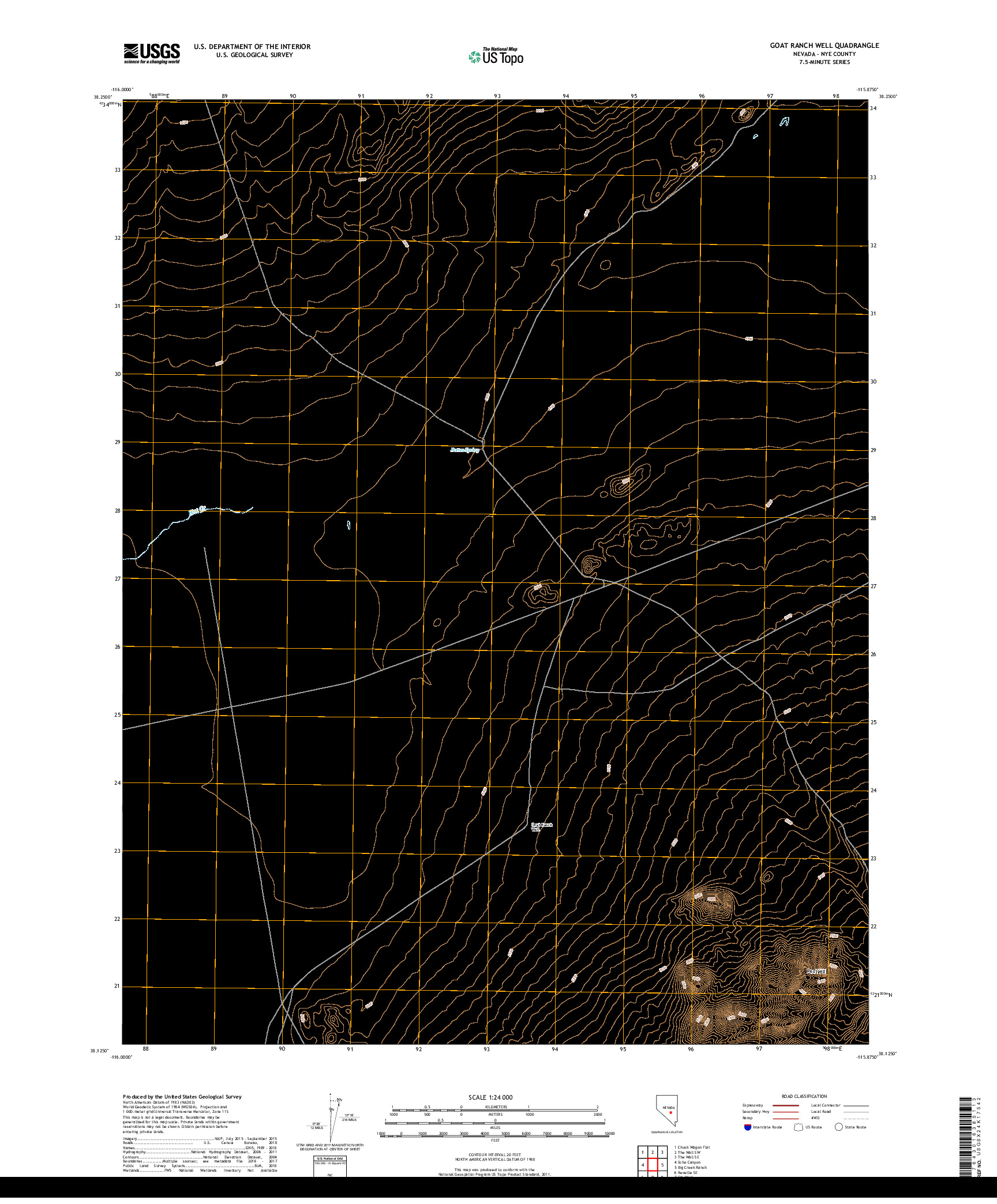 USGS US TOPO 7.5-MINUTE MAP FOR GOAT RANCH WELL, NV 2018