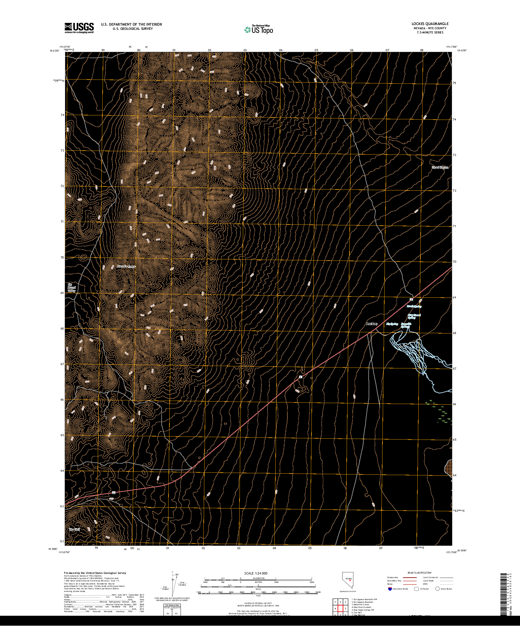 USGS US TOPO 7.5-MINUTE MAP FOR LOCKES, NV 2018
