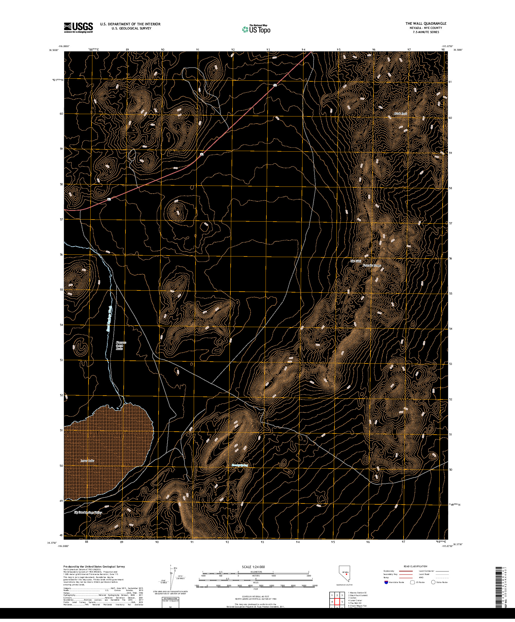 USGS US TOPO 7.5-MINUTE MAP FOR THE WALL, NV 2018