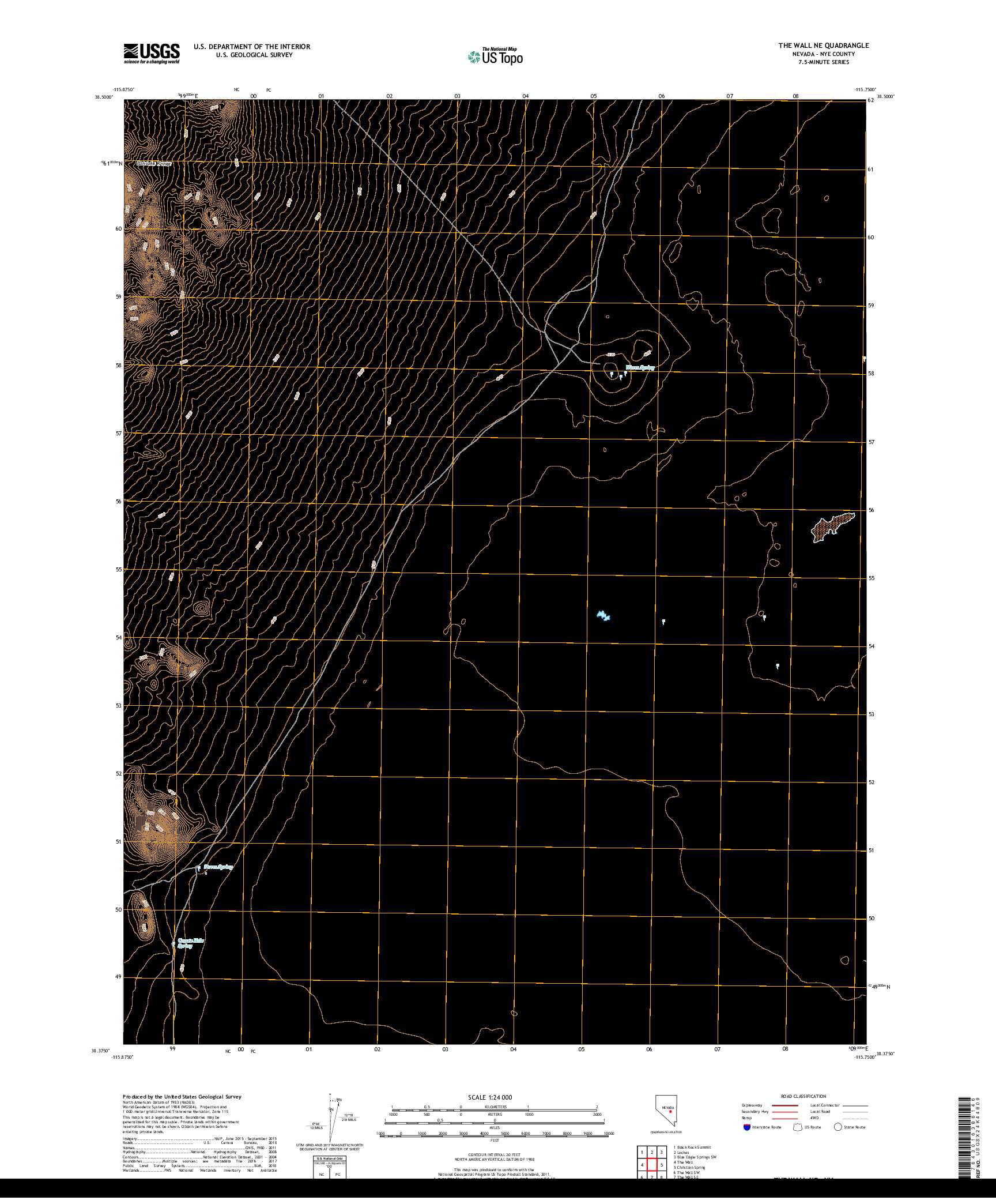 USGS US TOPO 7.5-MINUTE MAP FOR THE WALL NE, NV 2018