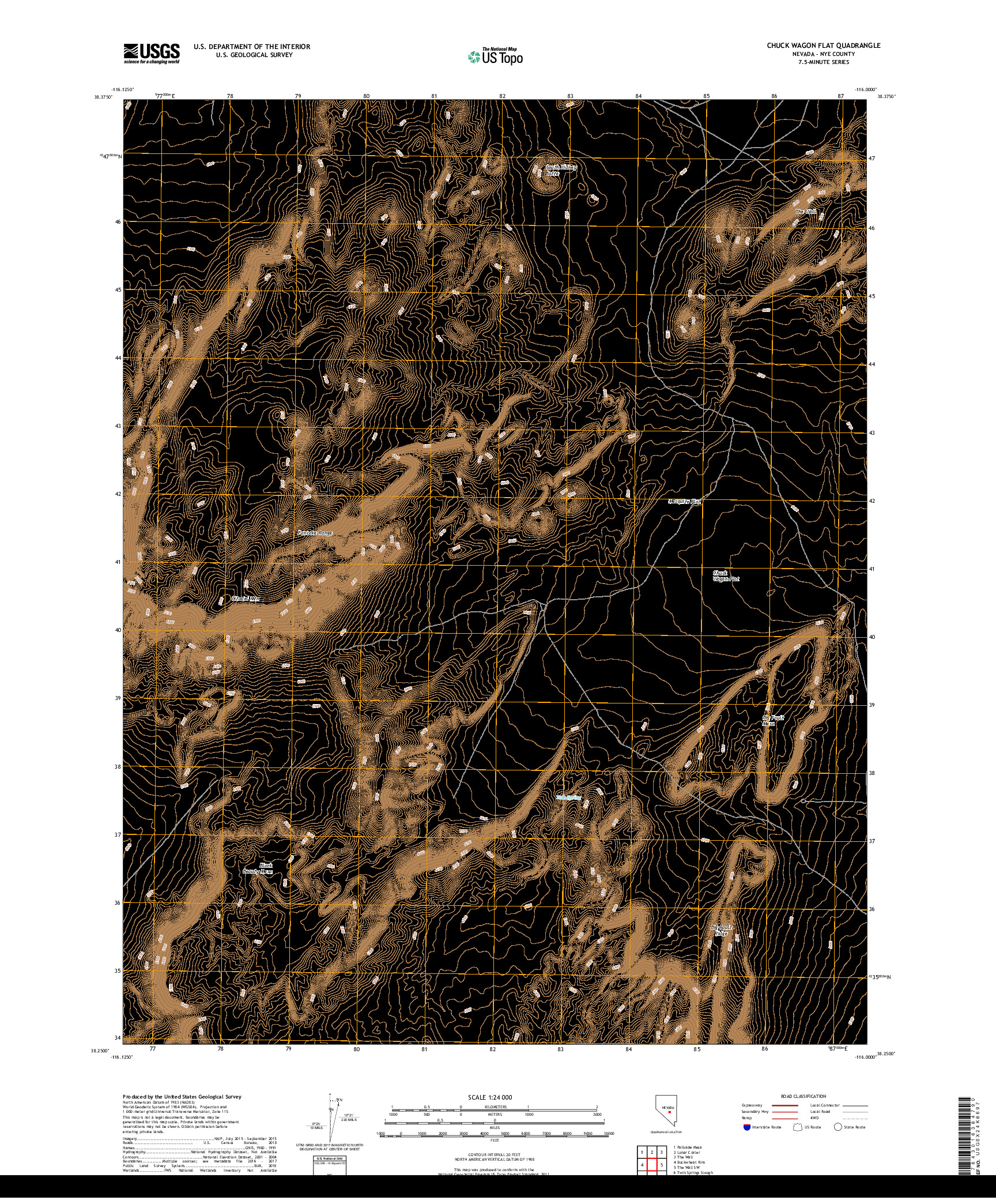 USGS US TOPO 7.5-MINUTE MAP FOR CHUCK WAGON FLAT, NV 2018