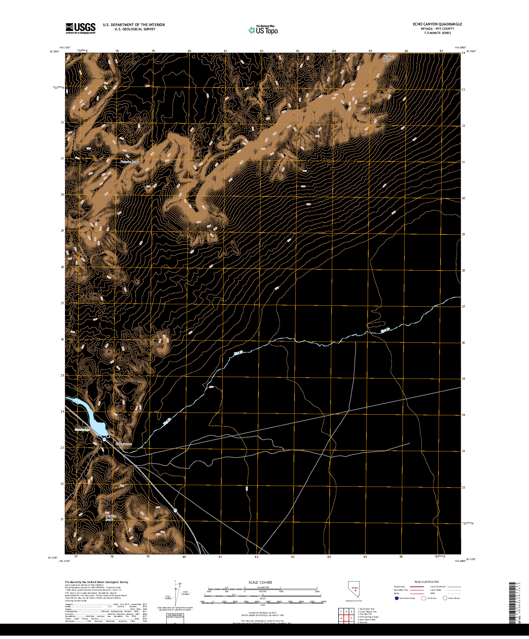 USGS US TOPO 7.5-MINUTE MAP FOR ECHO CANYON, NV 2018