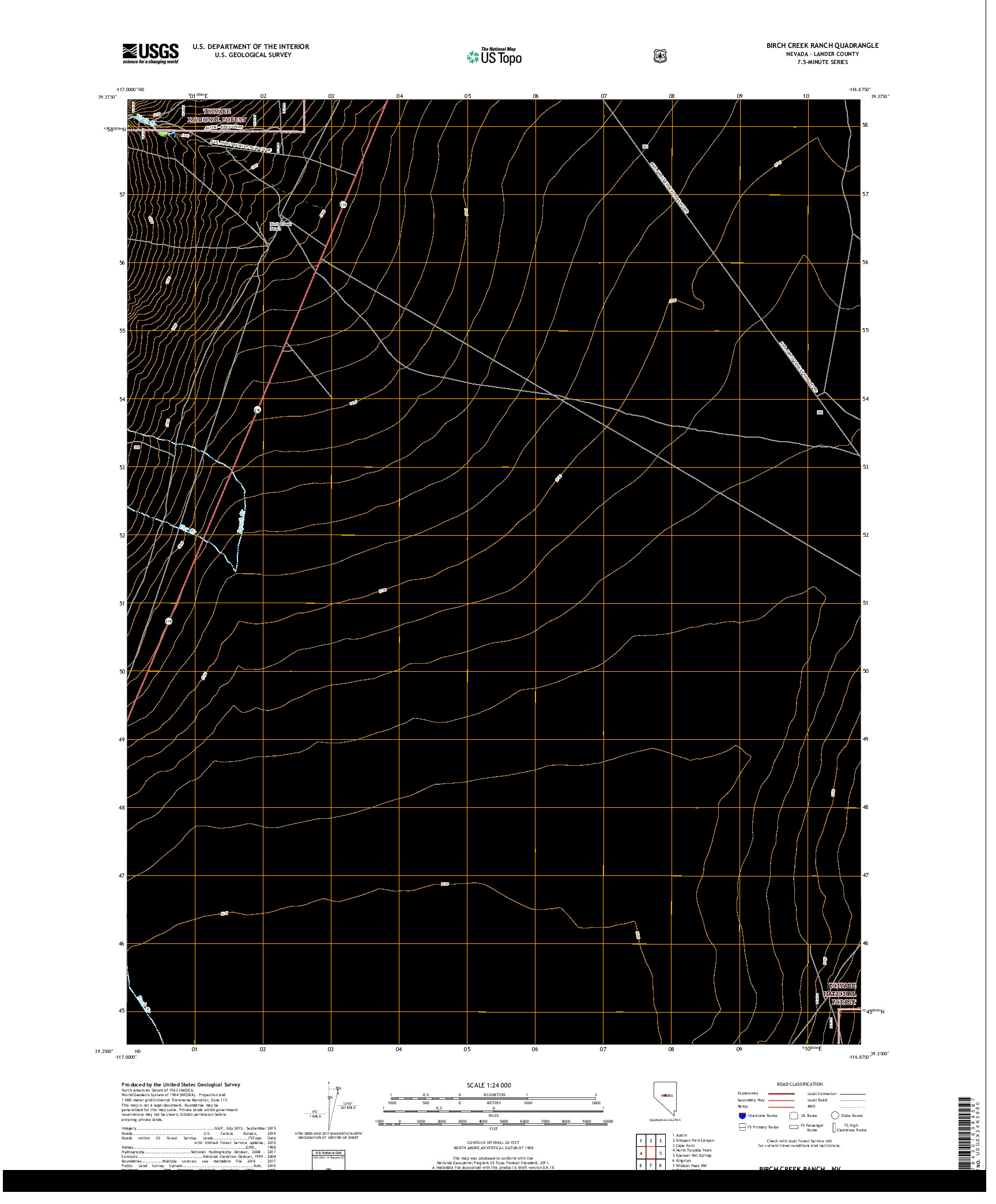 USGS US TOPO 7.5-MINUTE MAP FOR BIRCH CREEK RANCH, NV 2018