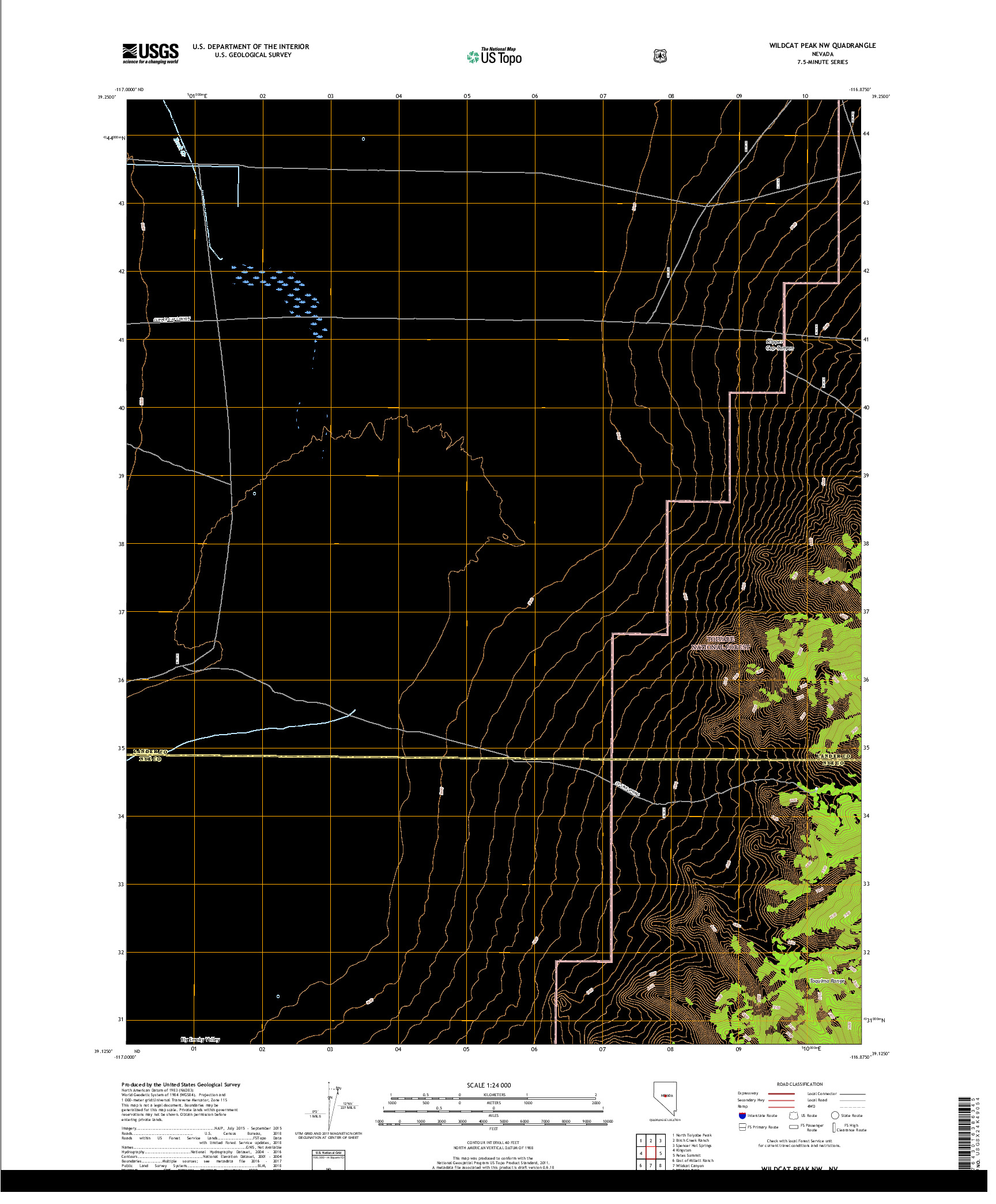 USGS US TOPO 7.5-MINUTE MAP FOR WILDCAT PEAK NW, NV 2018