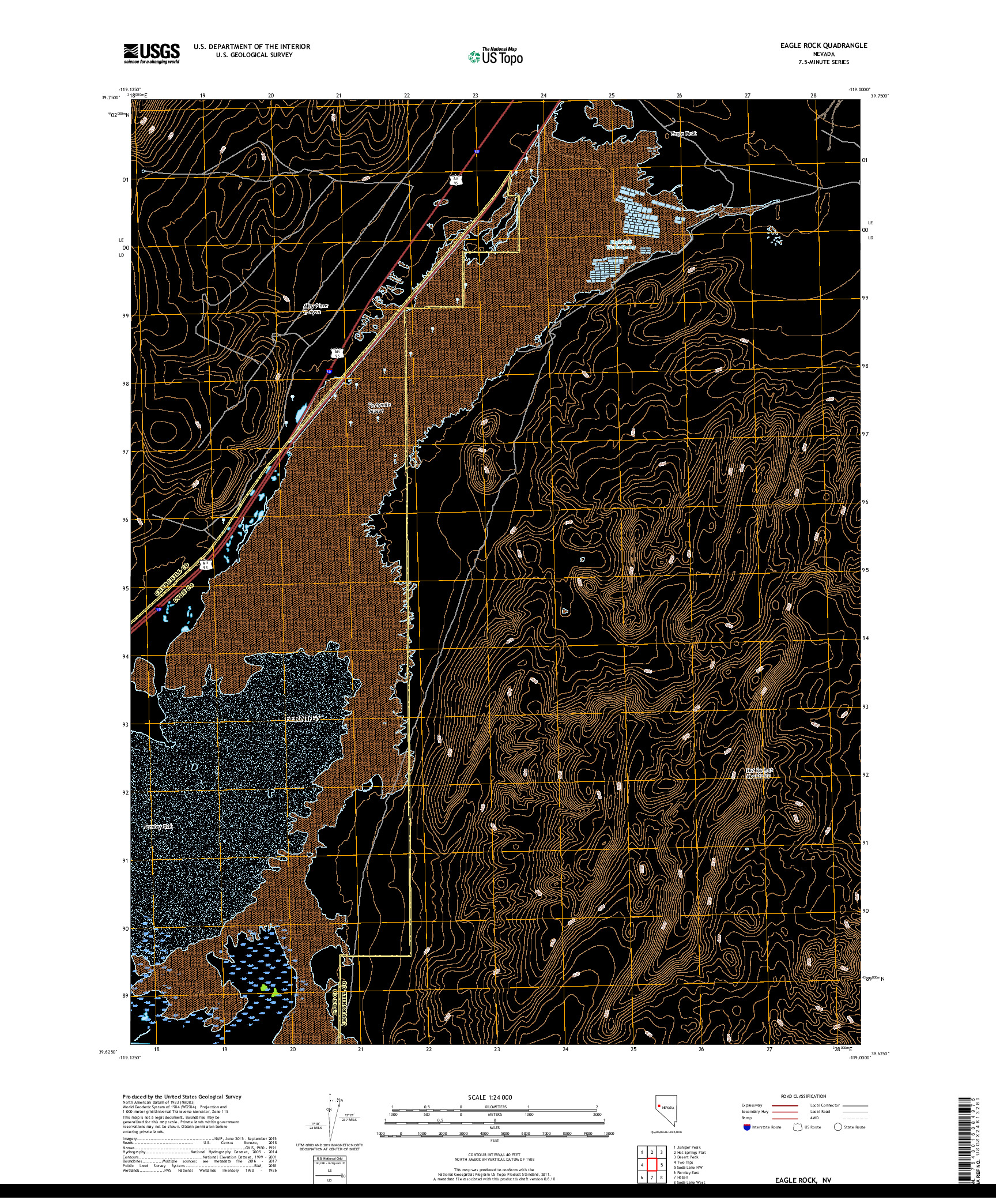 USGS US TOPO 7.5-MINUTE MAP FOR EAGLE ROCK, NV 2018