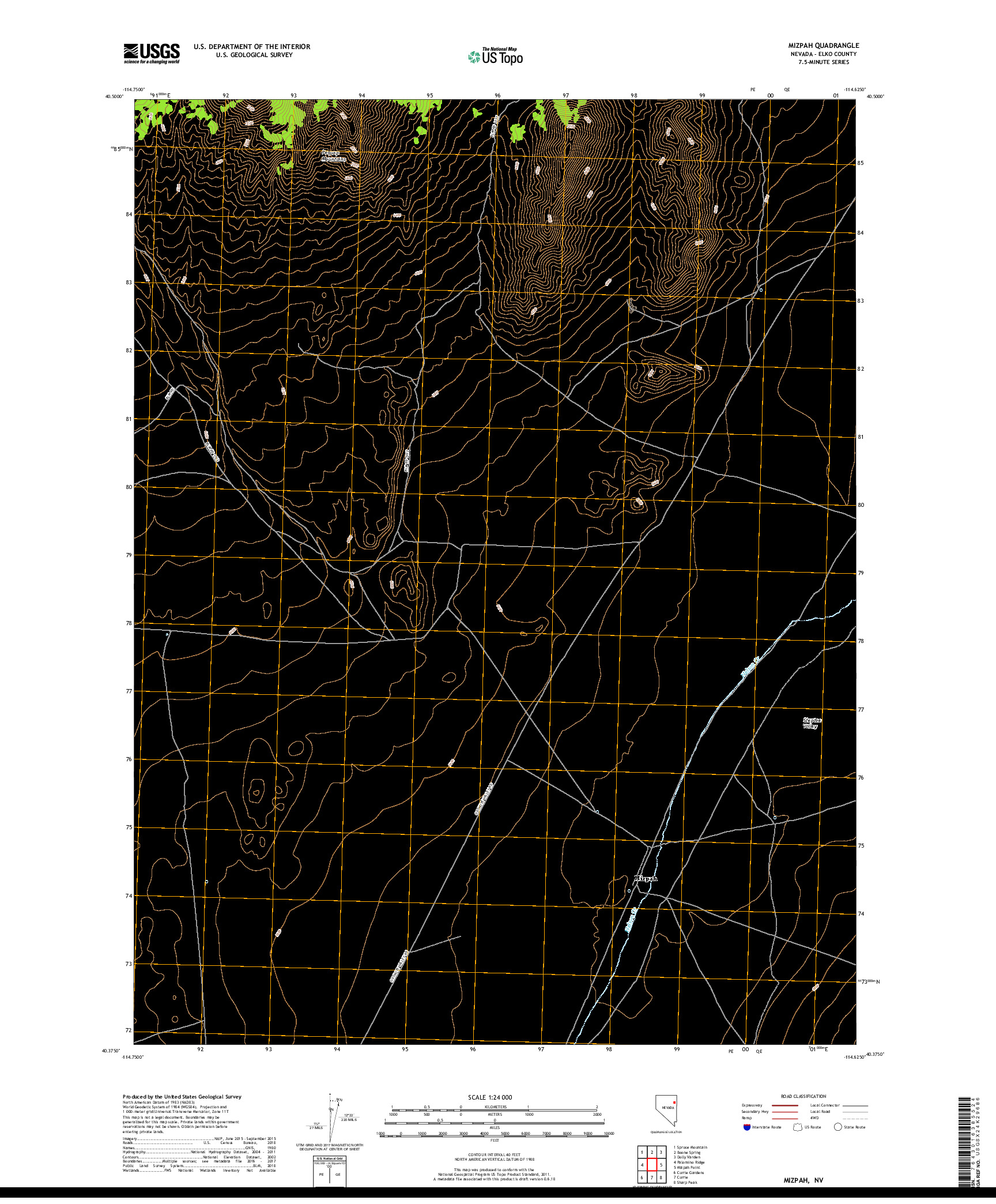 USGS US TOPO 7.5-MINUTE MAP FOR MIZPAH, NV 2018