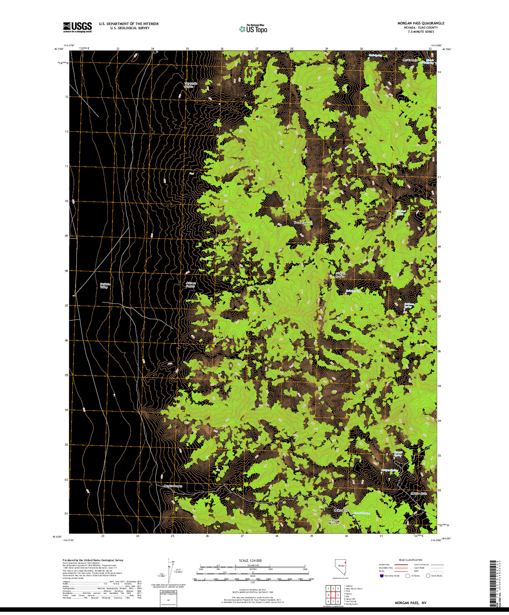 USGS US TOPO 7.5-MINUTE MAP FOR MORGAN PASS, NV 2018