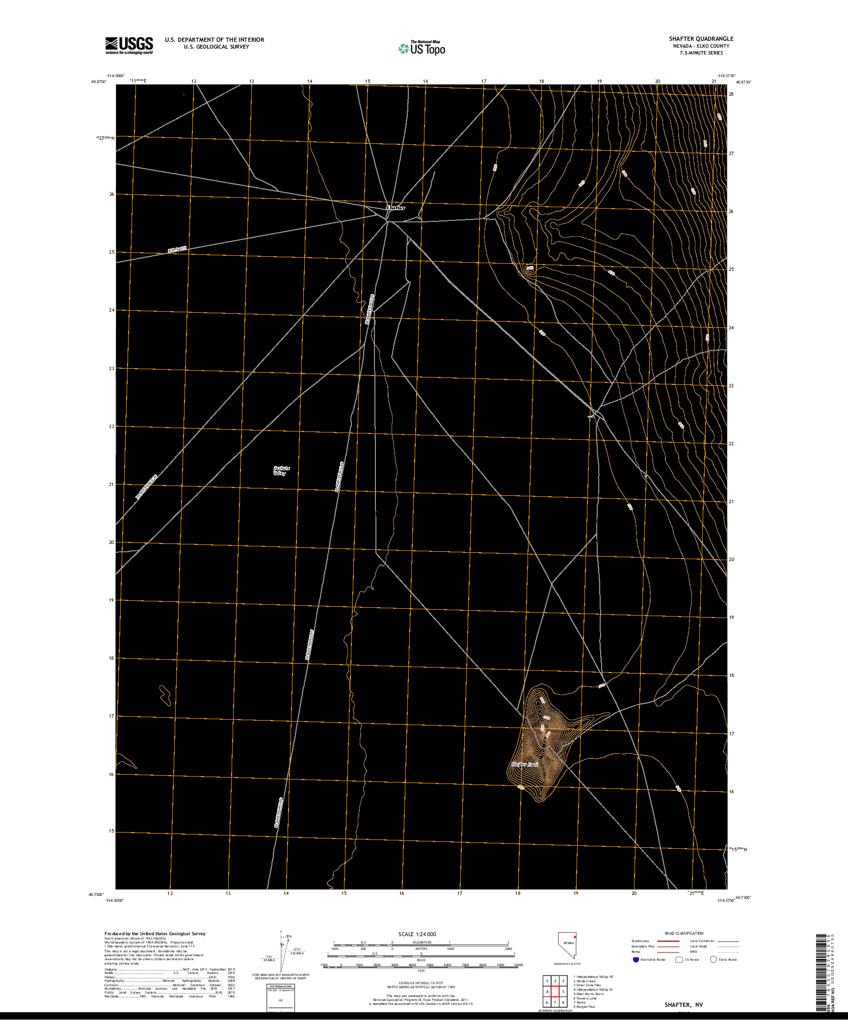 USGS US TOPO 7.5-MINUTE MAP FOR SHAFTER, NV 2018