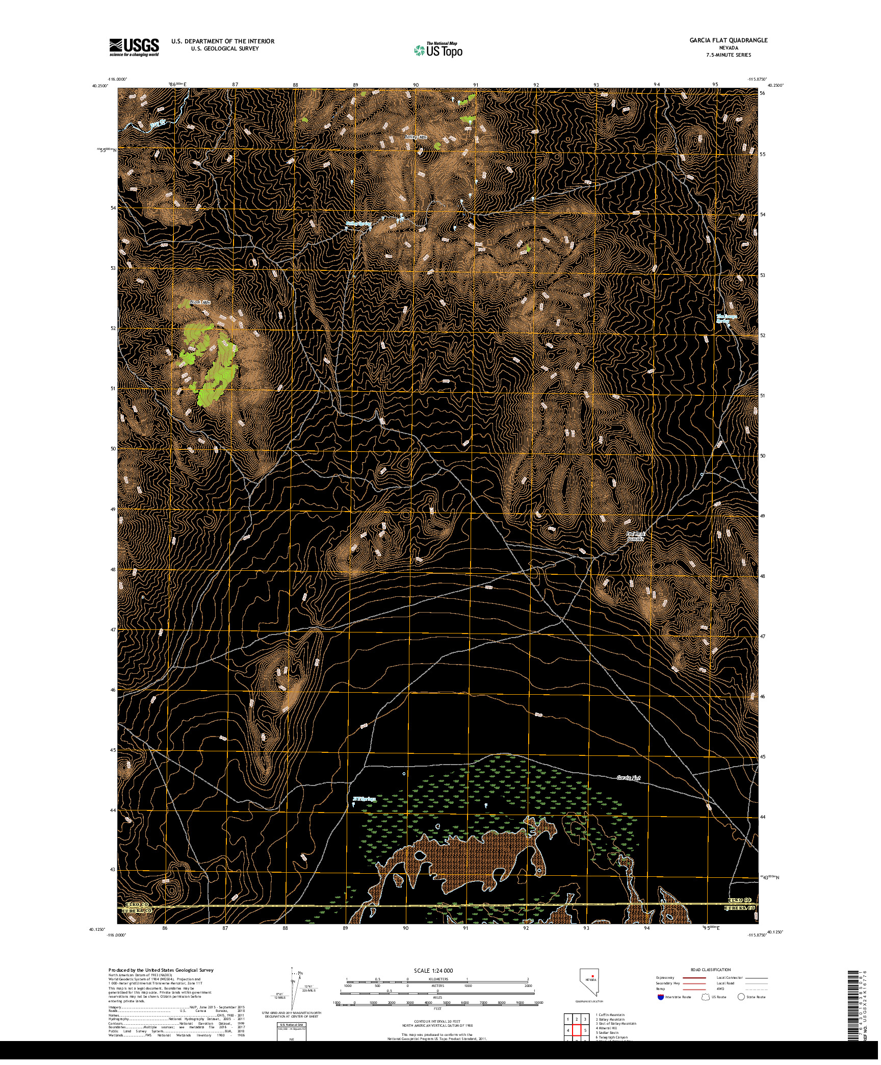 USGS US TOPO 7.5-MINUTE MAP FOR GARCIA FLAT, NV 2018