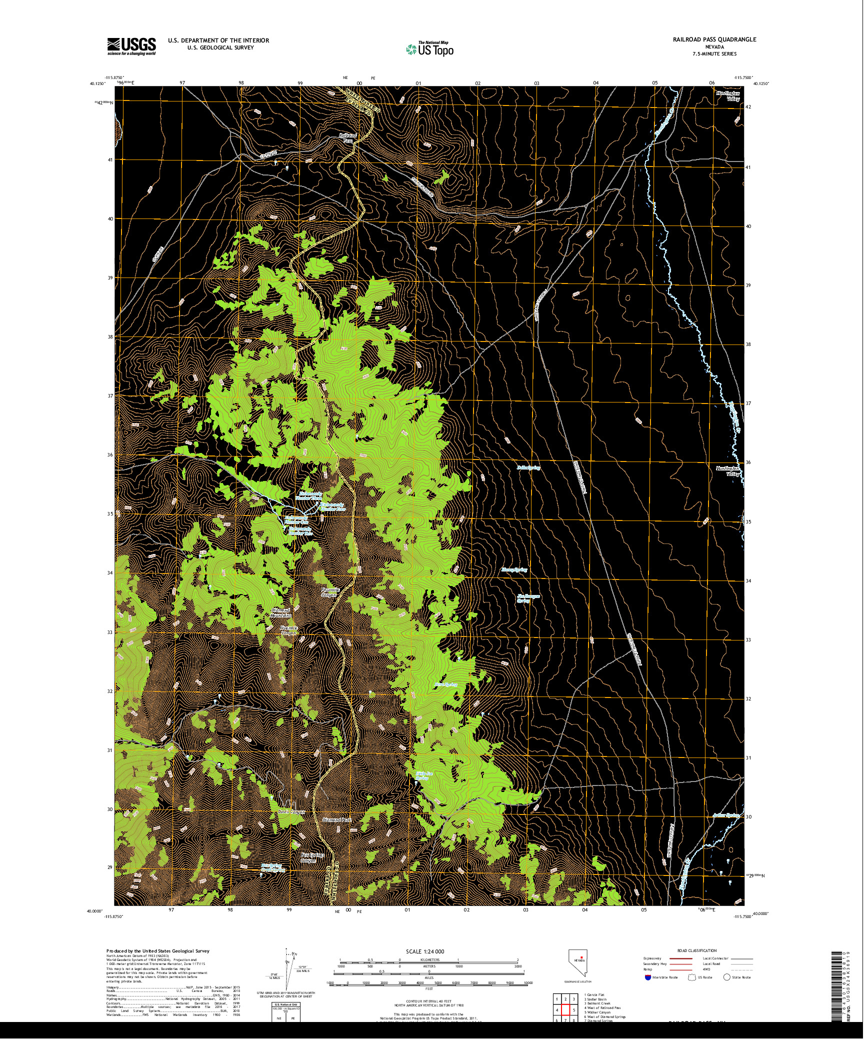 USGS US TOPO 7.5-MINUTE MAP FOR RAILROAD PASS, NV 2018