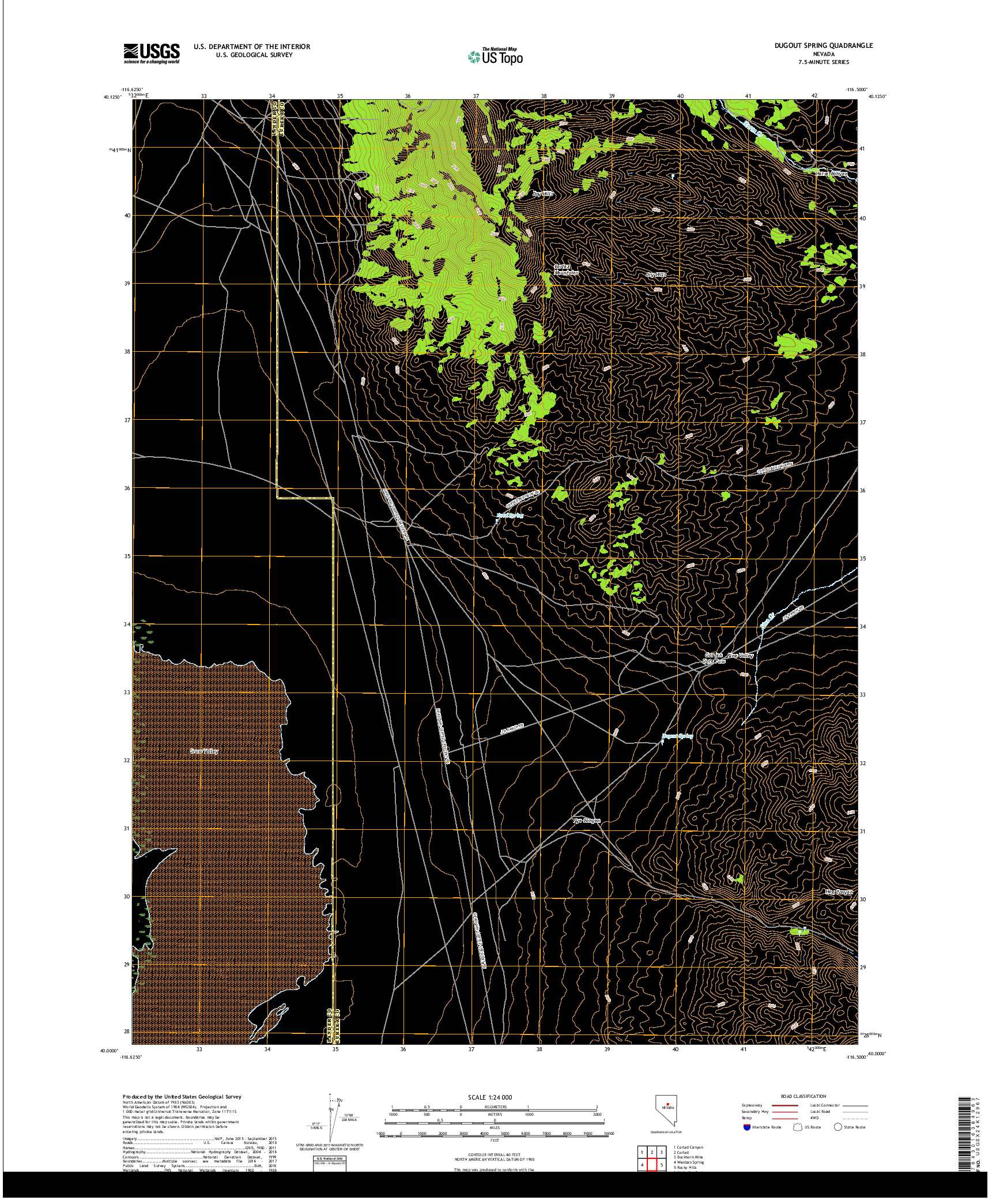 USGS US TOPO 7.5-MINUTE MAP FOR DUGOUT SPRING, NV 2018